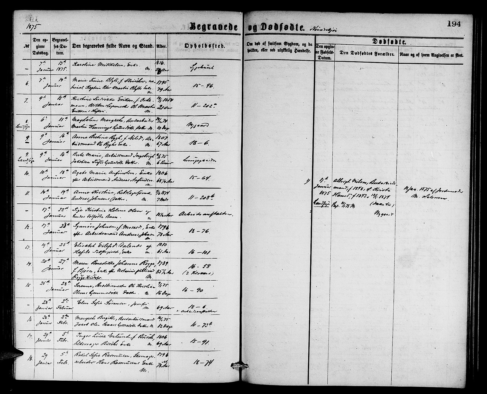 Domkirken sokneprestembete, AV/SAB-A-74801/H/Hab/L0040: Parish register (copy) no. E 4, 1868-1877, p. 194