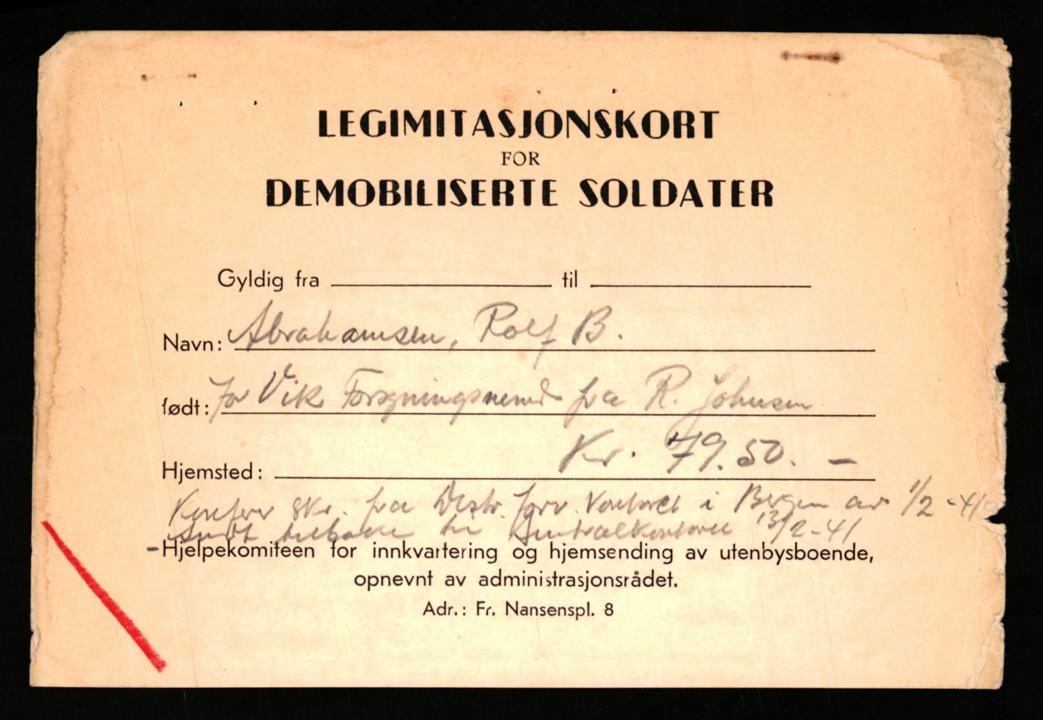 Justisdepartementet, Oppgjørsavdelingen, AV/RA-S-1056/G/Gb/L0001: Oppgaver over ettersøkte sivile effekter: Abel - Andersen, Anders J., 1940-1942, p. 129