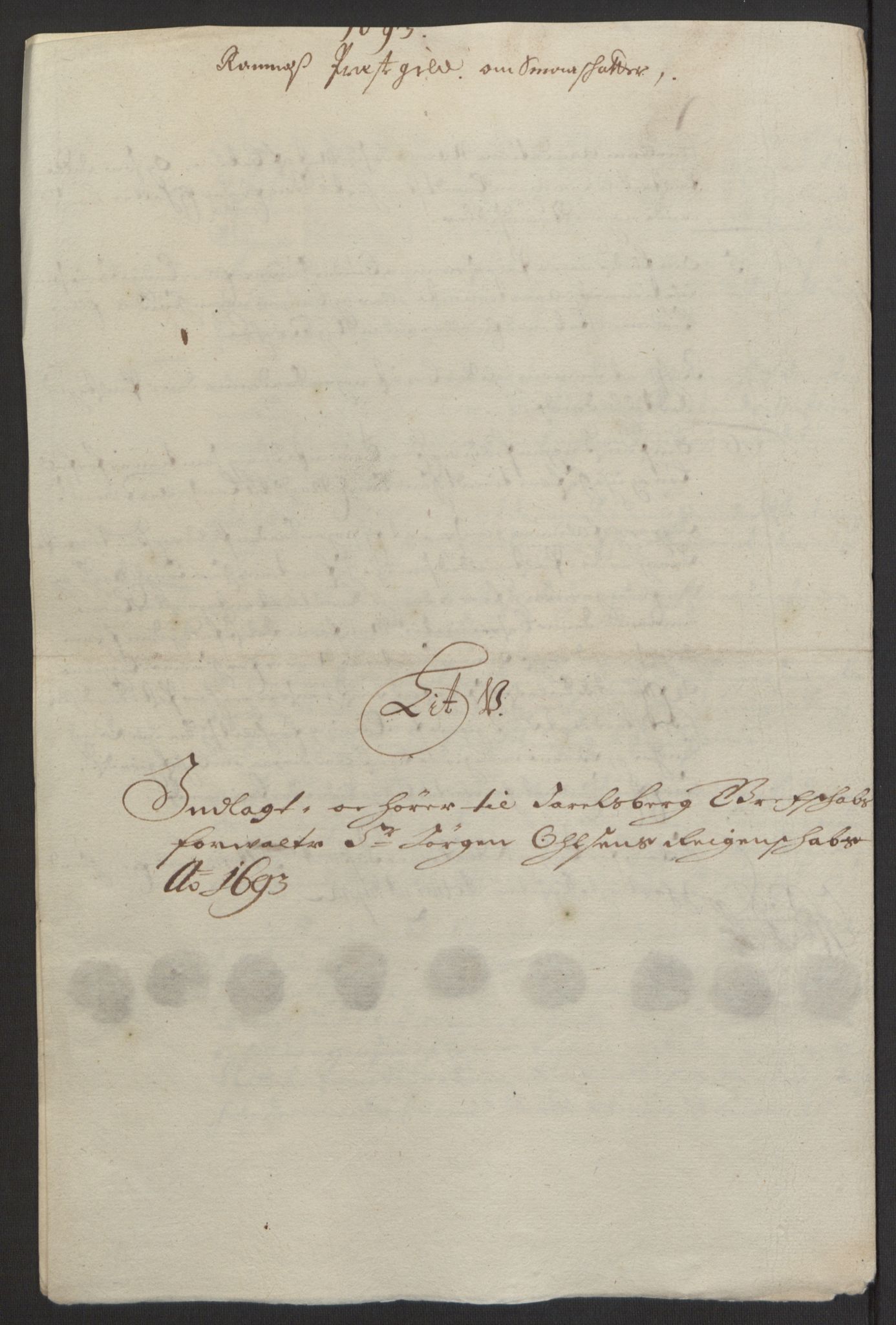 Rentekammeret inntil 1814, Reviderte regnskaper, Fogderegnskap, AV/RA-EA-4092/R32/L1866: Fogderegnskap Jarlsberg grevskap, 1693, p. 405