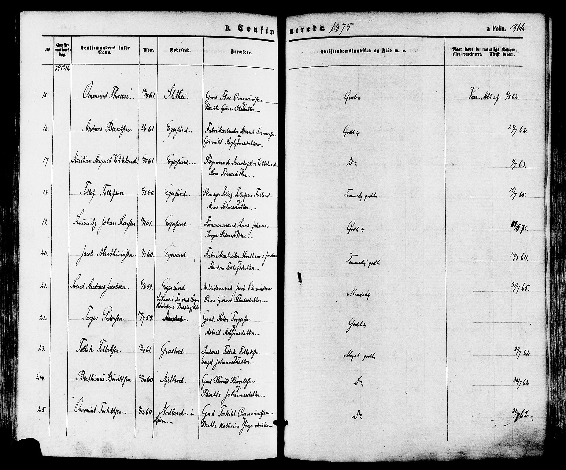 Eigersund sokneprestkontor, SAST/A-101807/S08/L0014: Parish register (official) no. A 13, 1866-1878, p. 366