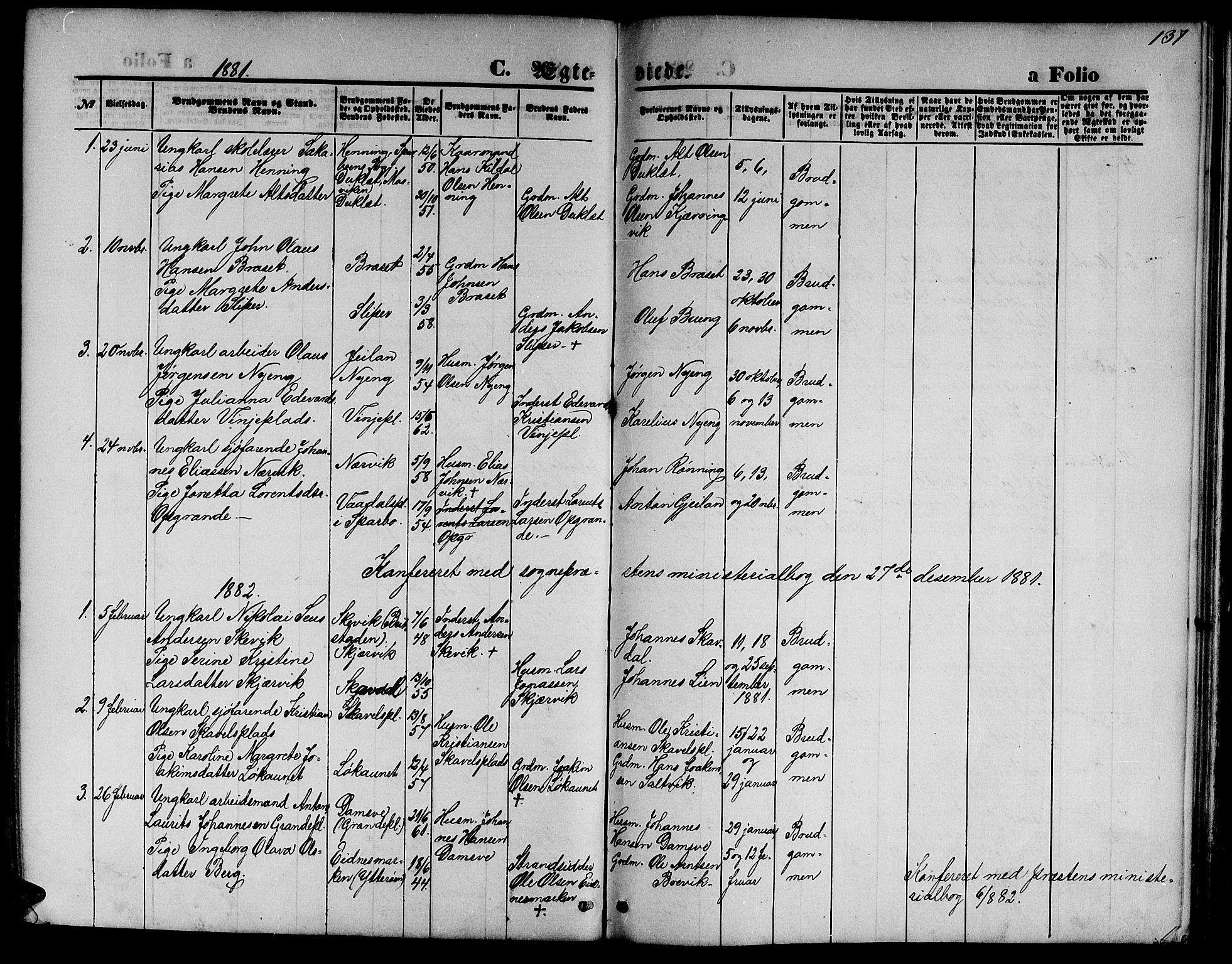 Ministerialprotokoller, klokkerbøker og fødselsregistre - Nord-Trøndelag, SAT/A-1458/733/L0326: Parish register (copy) no. 733C01, 1871-1887, p. 137