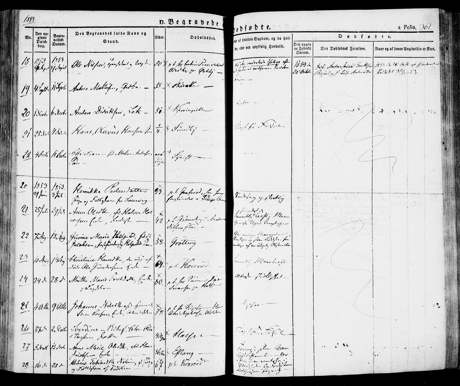 Tjølling kirkebøker, AV/SAKO-A-60/F/Fa/L0006: Parish register (official) no. 6, 1835-1859, p. 361
