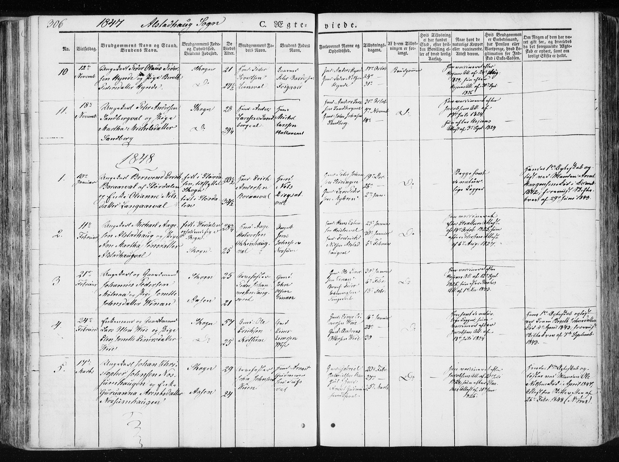 Ministerialprotokoller, klokkerbøker og fødselsregistre - Nord-Trøndelag, AV/SAT-A-1458/717/L0154: Parish register (official) no. 717A06 /1, 1836-1849, p. 306