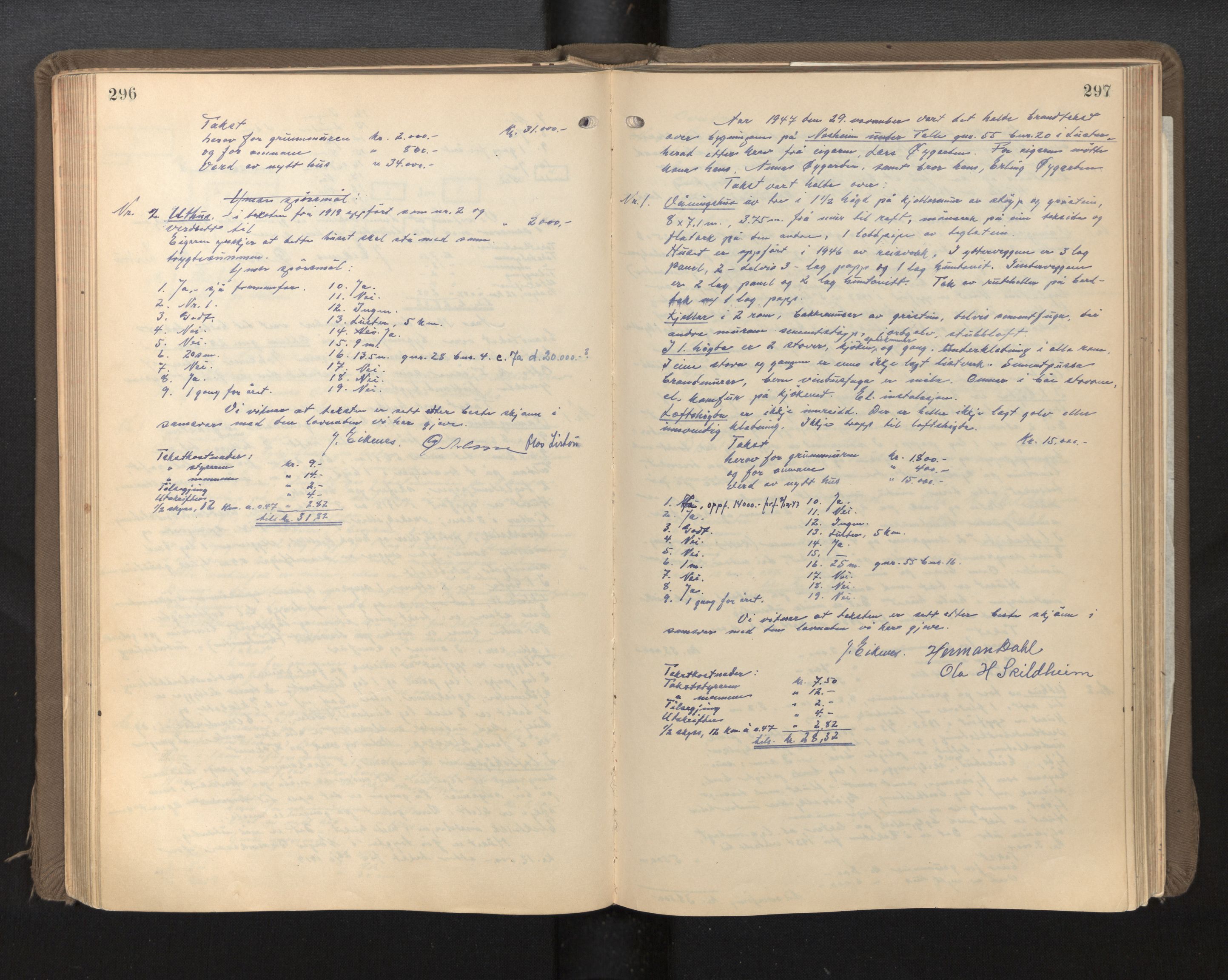 Lensmannen i Luster, AV/SAB-A-29301/0012/L0005: Branntakstprotokoll, 1928-1955, p. 296-297