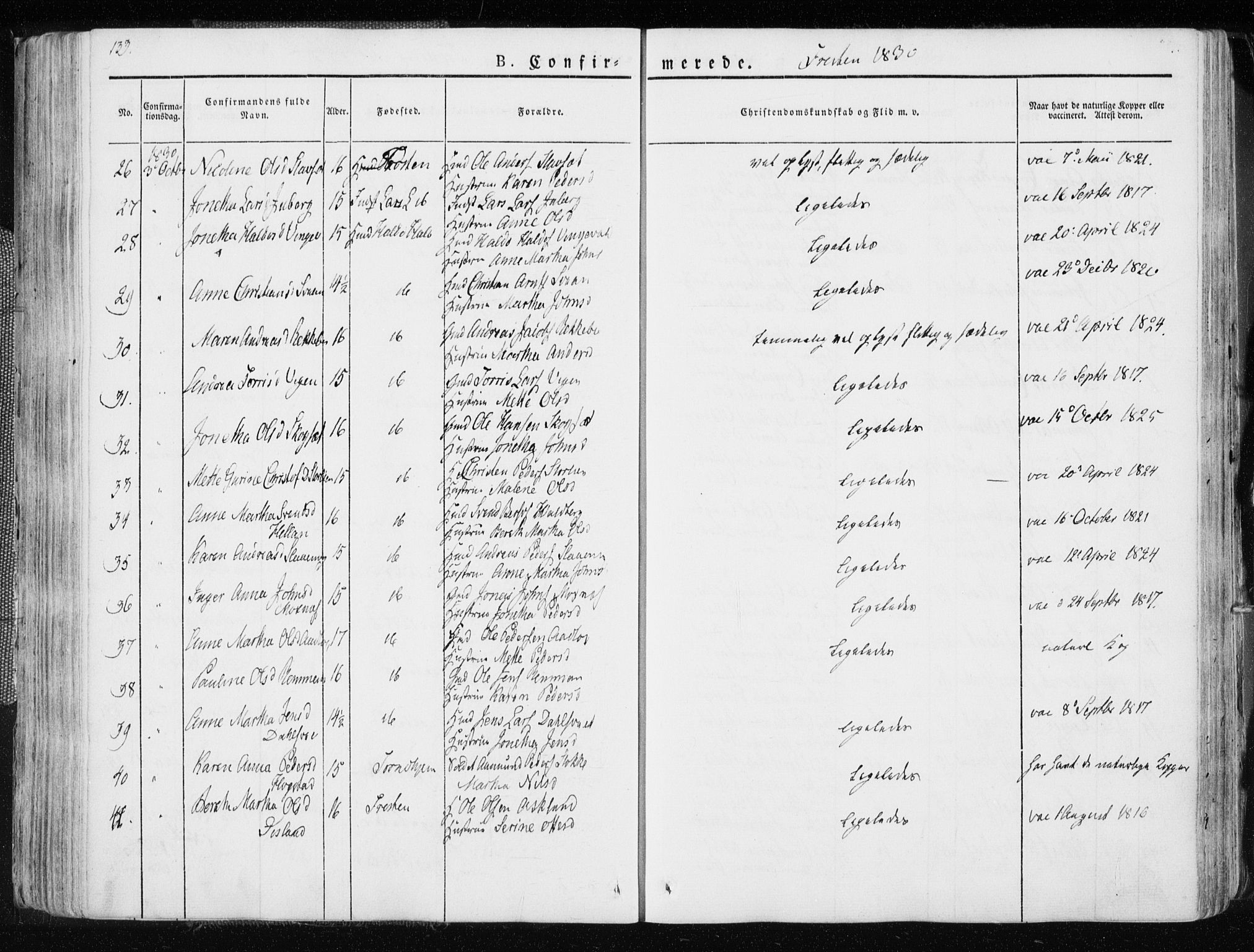 Ministerialprotokoller, klokkerbøker og fødselsregistre - Nord-Trøndelag, SAT/A-1458/713/L0114: Parish register (official) no. 713A05, 1827-1839, p. 133