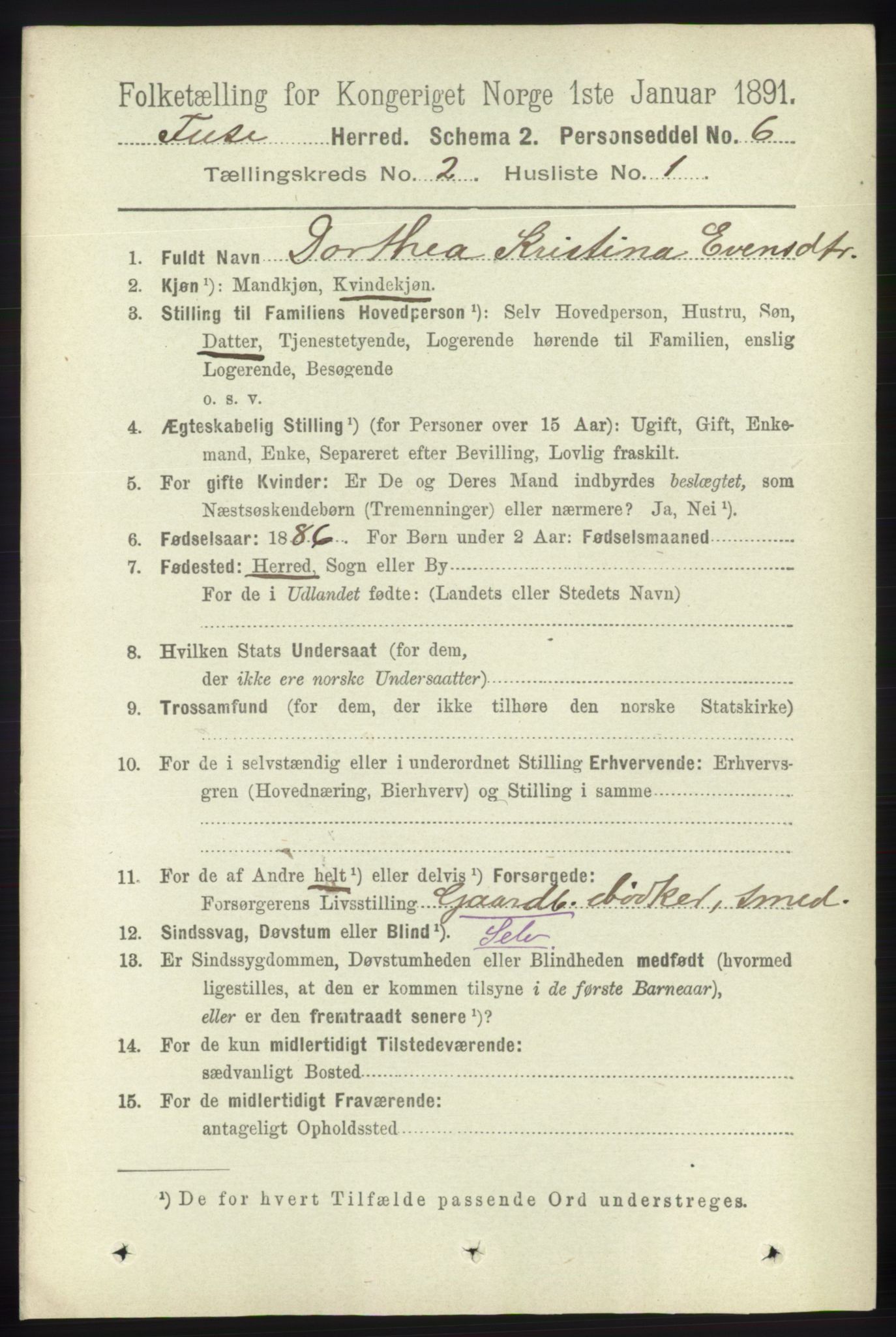 RA, 1891 census for 1241 Fusa, 1891, p. 308