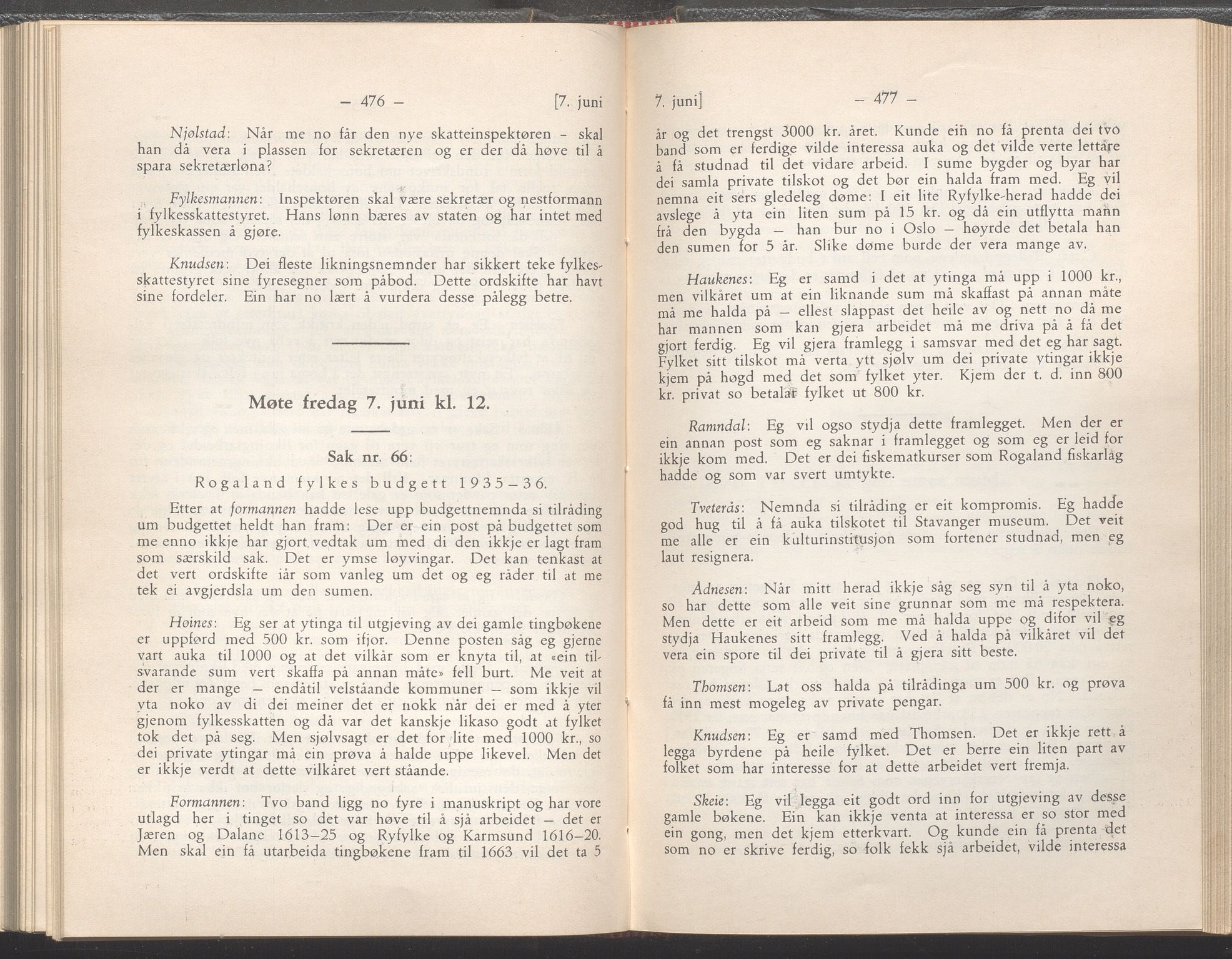 Rogaland fylkeskommune - Fylkesrådmannen , IKAR/A-900/A/Aa/Aaa/L0054: Møtebok , 1935, p. 476-477