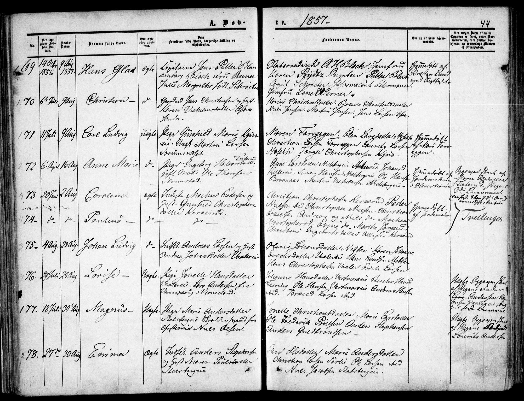 Skedsmo prestekontor Kirkebøker, AV/SAO-A-10033a/F/Fa/L0010: Parish register (official) no. I 10, 1854-1865, p. 44