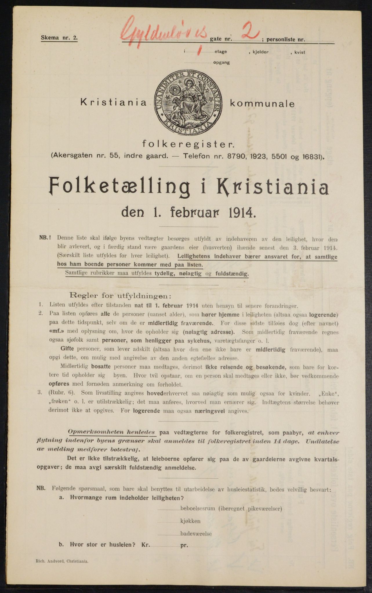 OBA, Municipal Census 1914 for Kristiania, 1914, p. 32545