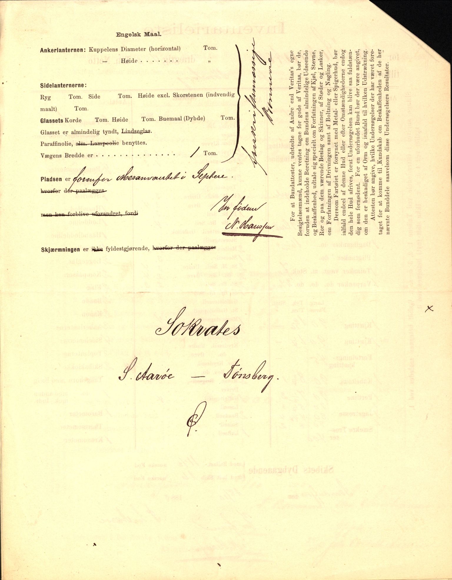 Pa 63 - Østlandske skibsassuranceforening, VEMU/A-1079/G/Ga/L0017/0002: Havaridokumenter / St. Lawrence, Frank, Souvenir, Sokrates, Augwald, 1884, p. 57