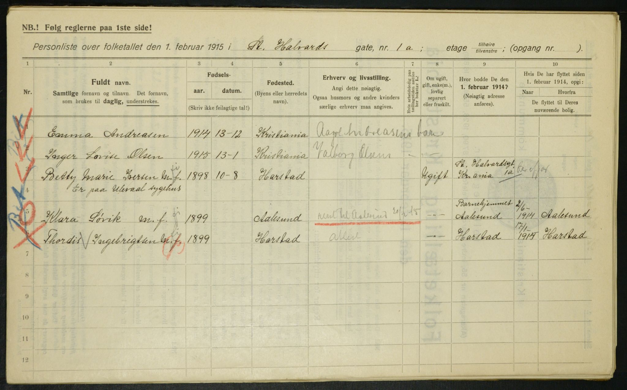 OBA, Municipal Census 1915 for Kristiania, 1915, p. 87042