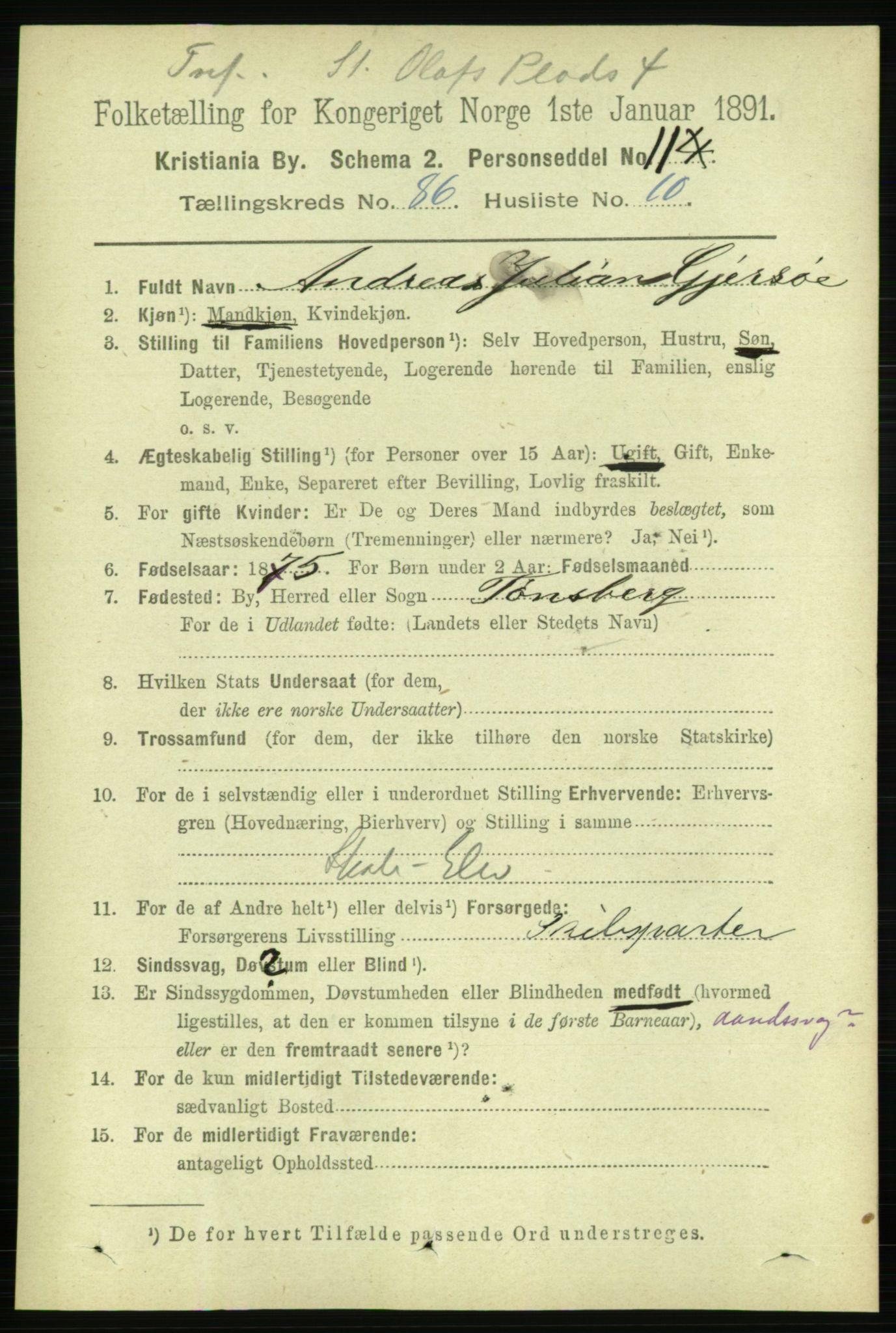 RA, 1891 census for 0301 Kristiania, 1891, p. 43331