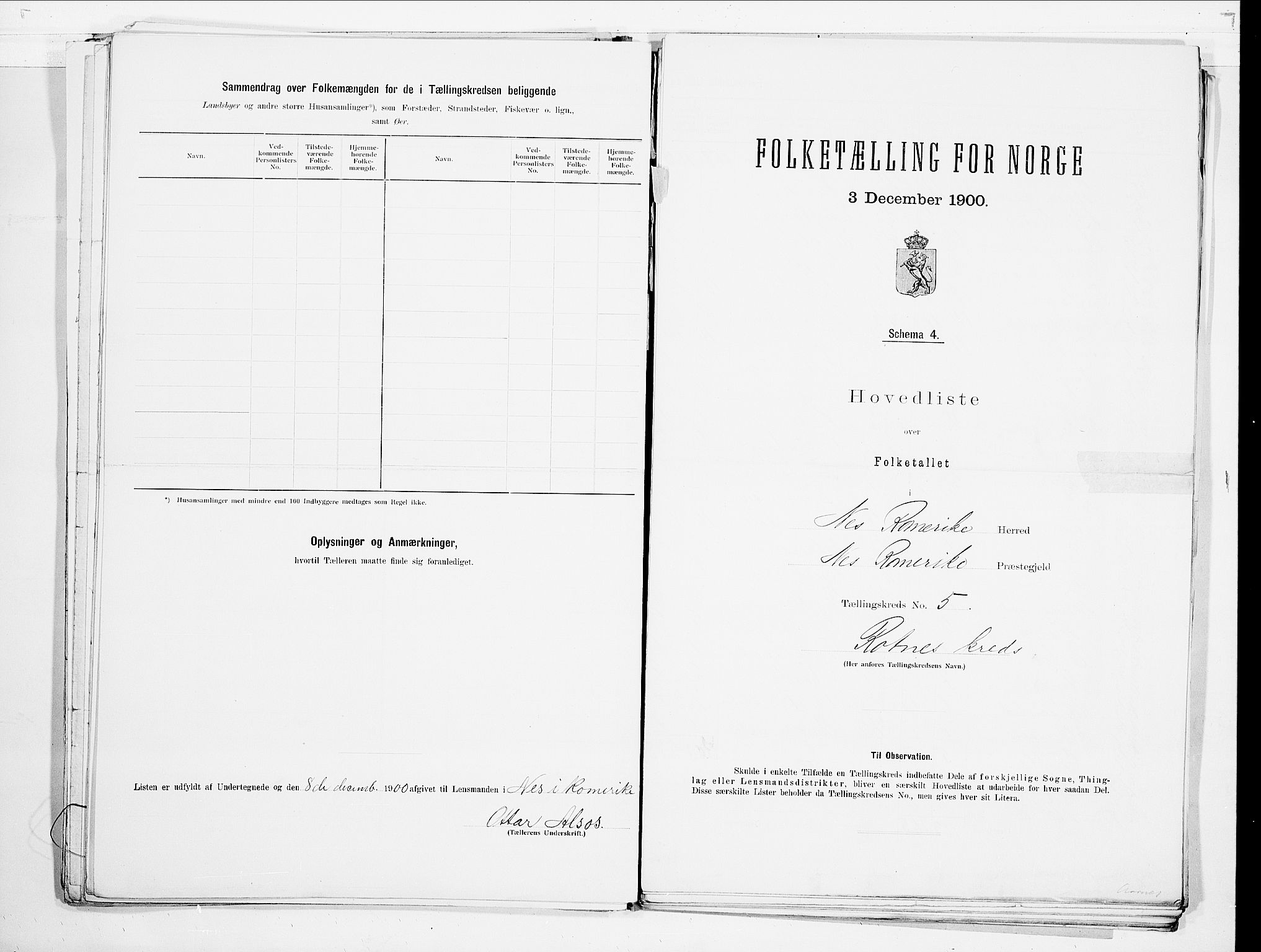 SAO, 1900 census for Nes, 1900, p. 13