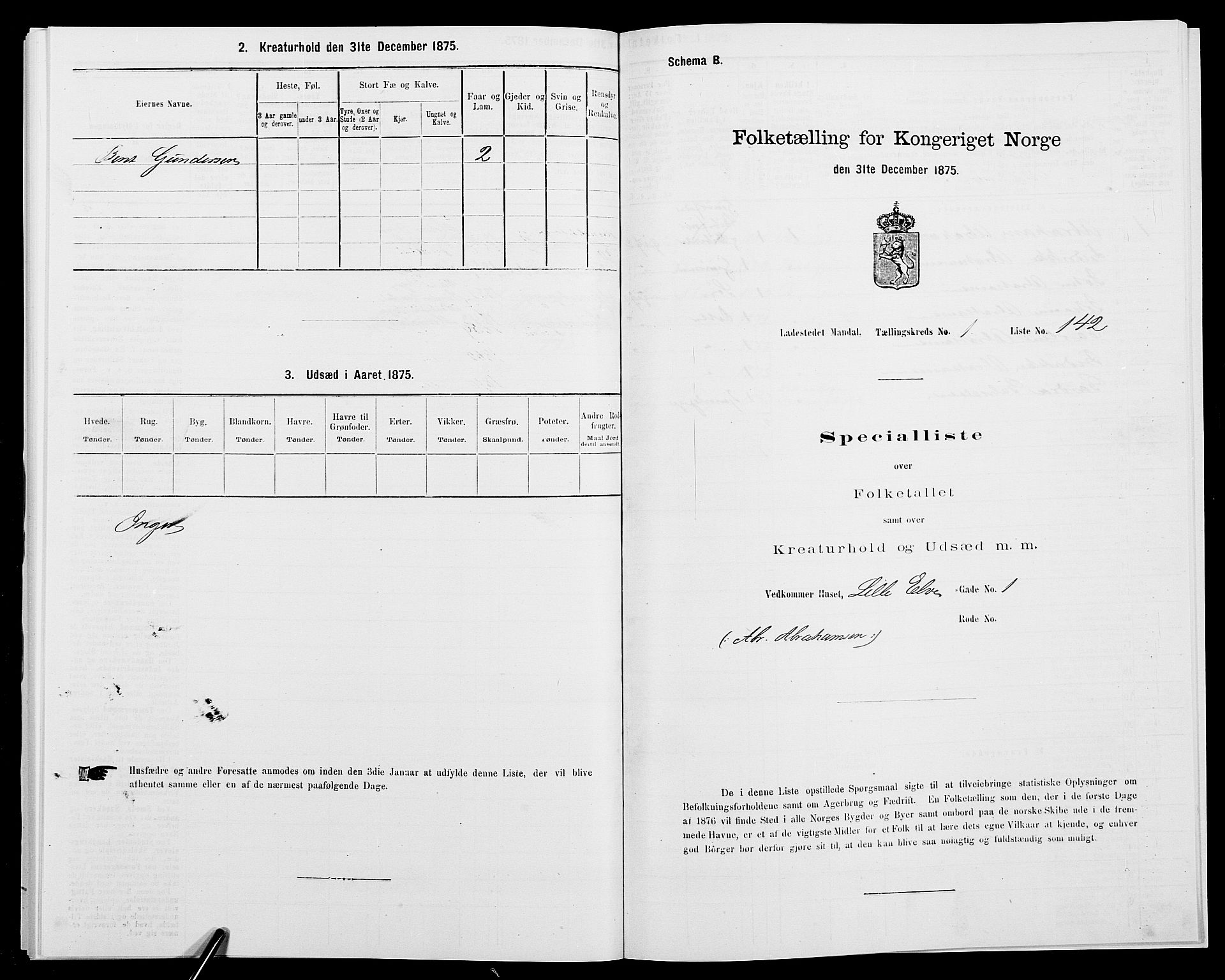 SAK, 1875 census for 1002B Mandal/Mandal, 1875, p. 309