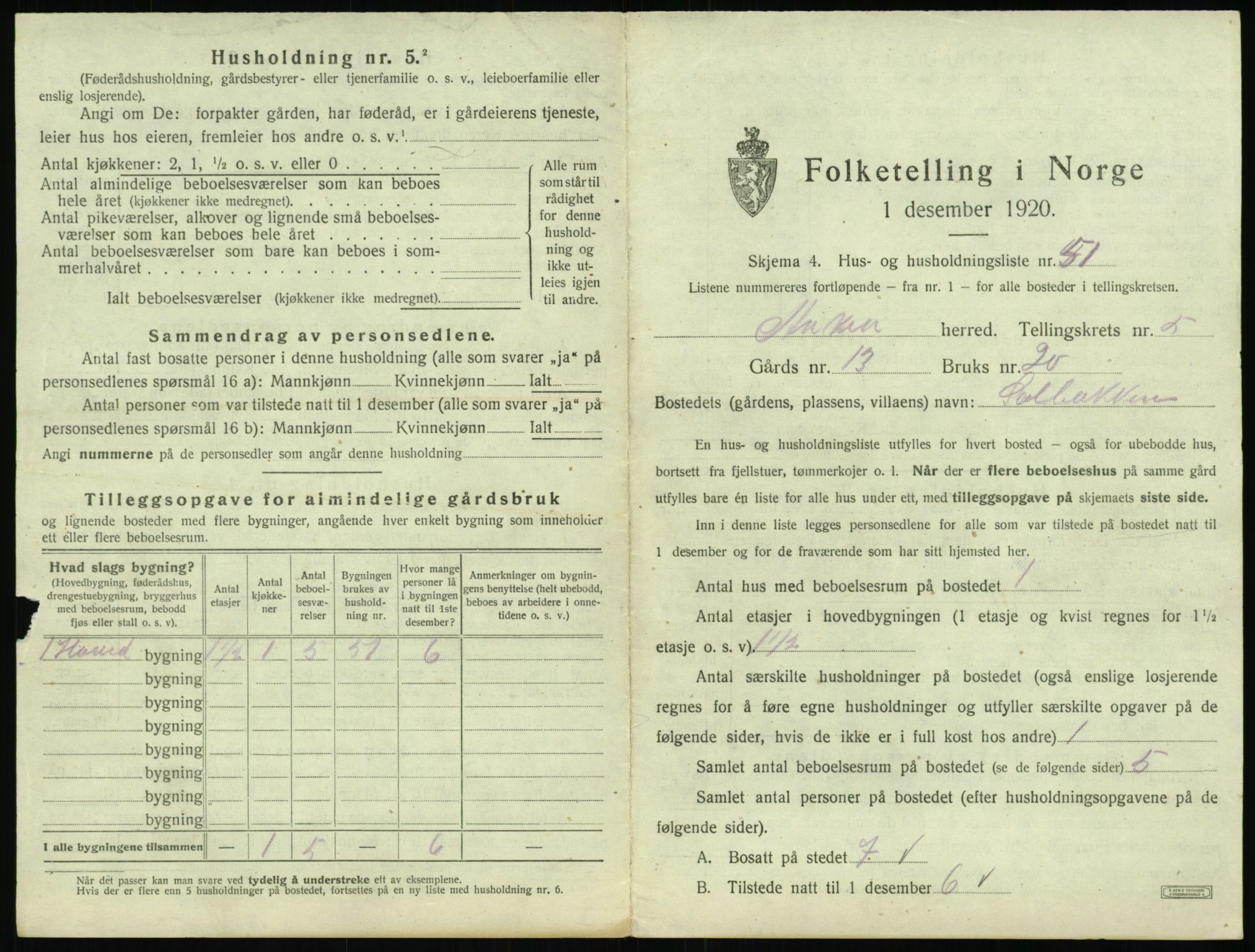 SAT, 1920 census for Aukra, 1920, p. 515