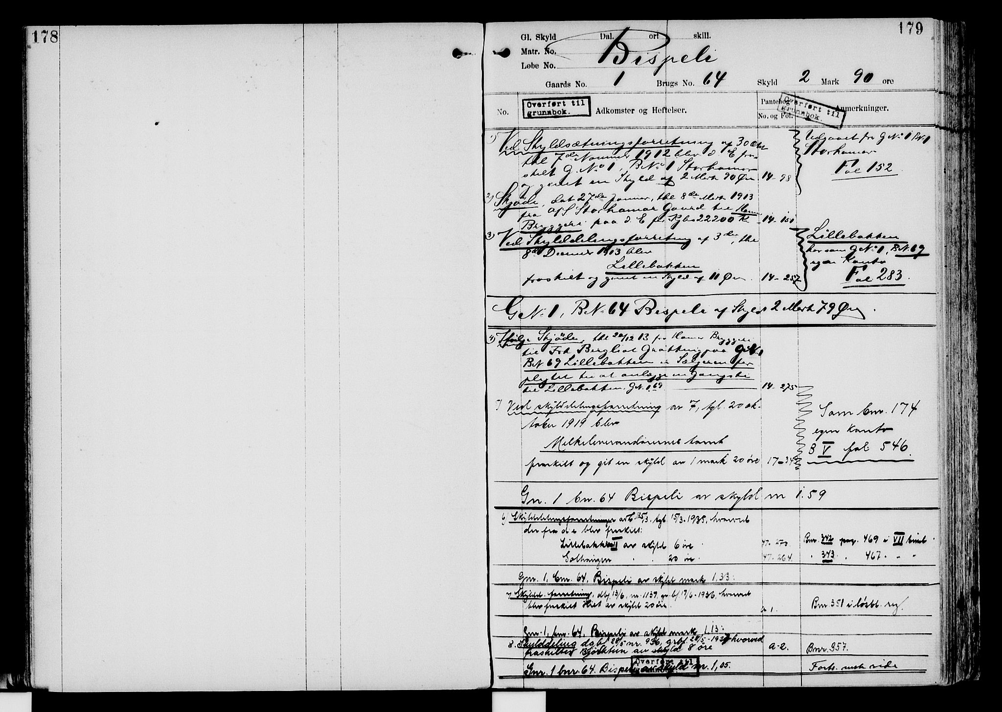 Nord-Hedmark sorenskriveri, SAH/TING-012/H/Ha/Had/Hade/L0004: Mortgage register no. 4.4, 1910-1940, p. 178-179