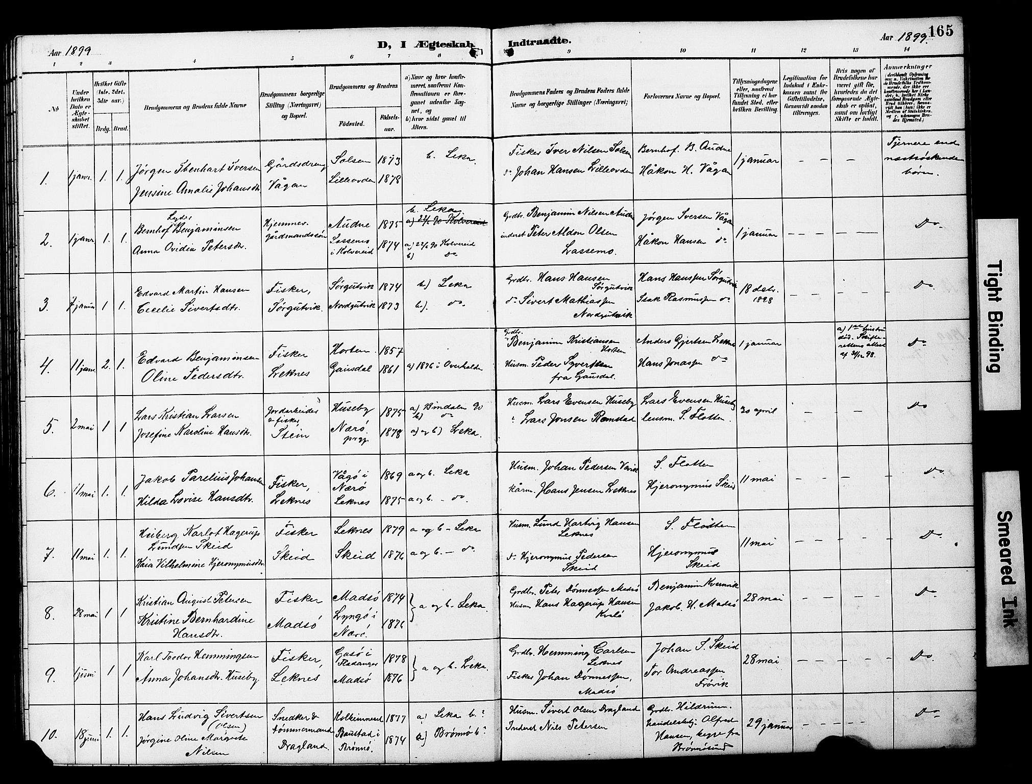 Ministerialprotokoller, klokkerbøker og fødselsregistre - Nord-Trøndelag, SAT/A-1458/788/L0701: Parish register (copy) no. 788C01, 1888-1913, p. 165