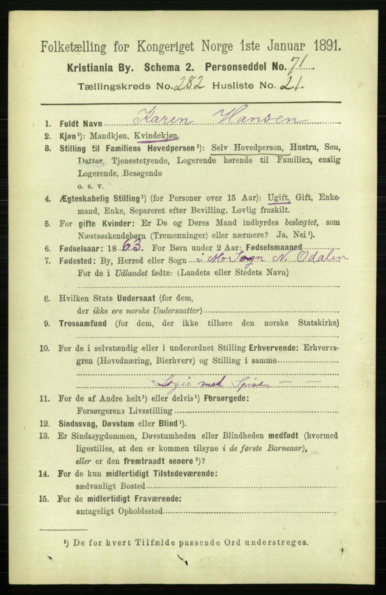 RA, 1891 census for 0301 Kristiania, 1891, p. 172370