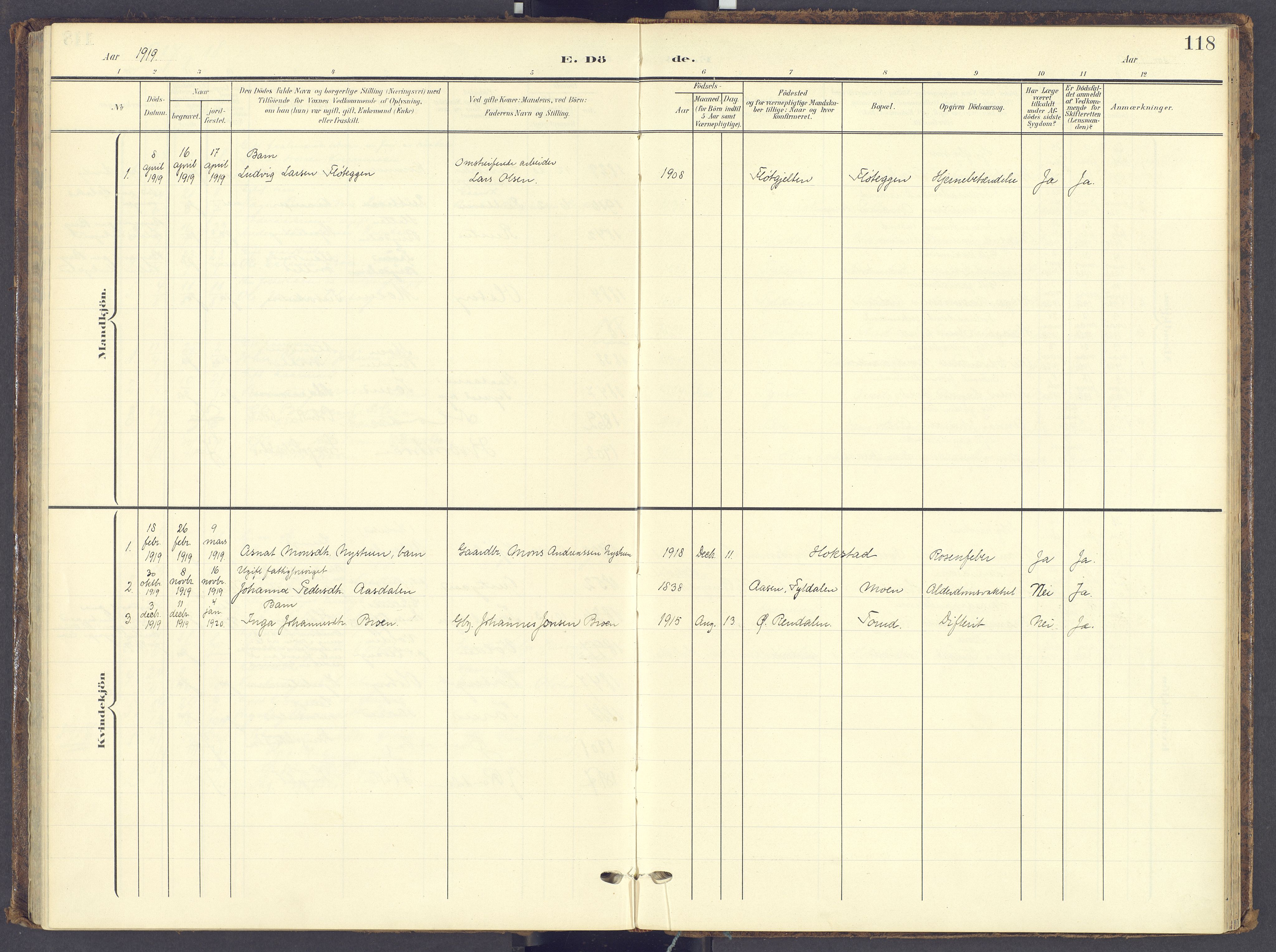 Tynset prestekontor, SAH/PREST-058/H/Ha/Haa/L0028: Parish register (official) no. 28, 1902-1929, p. 118