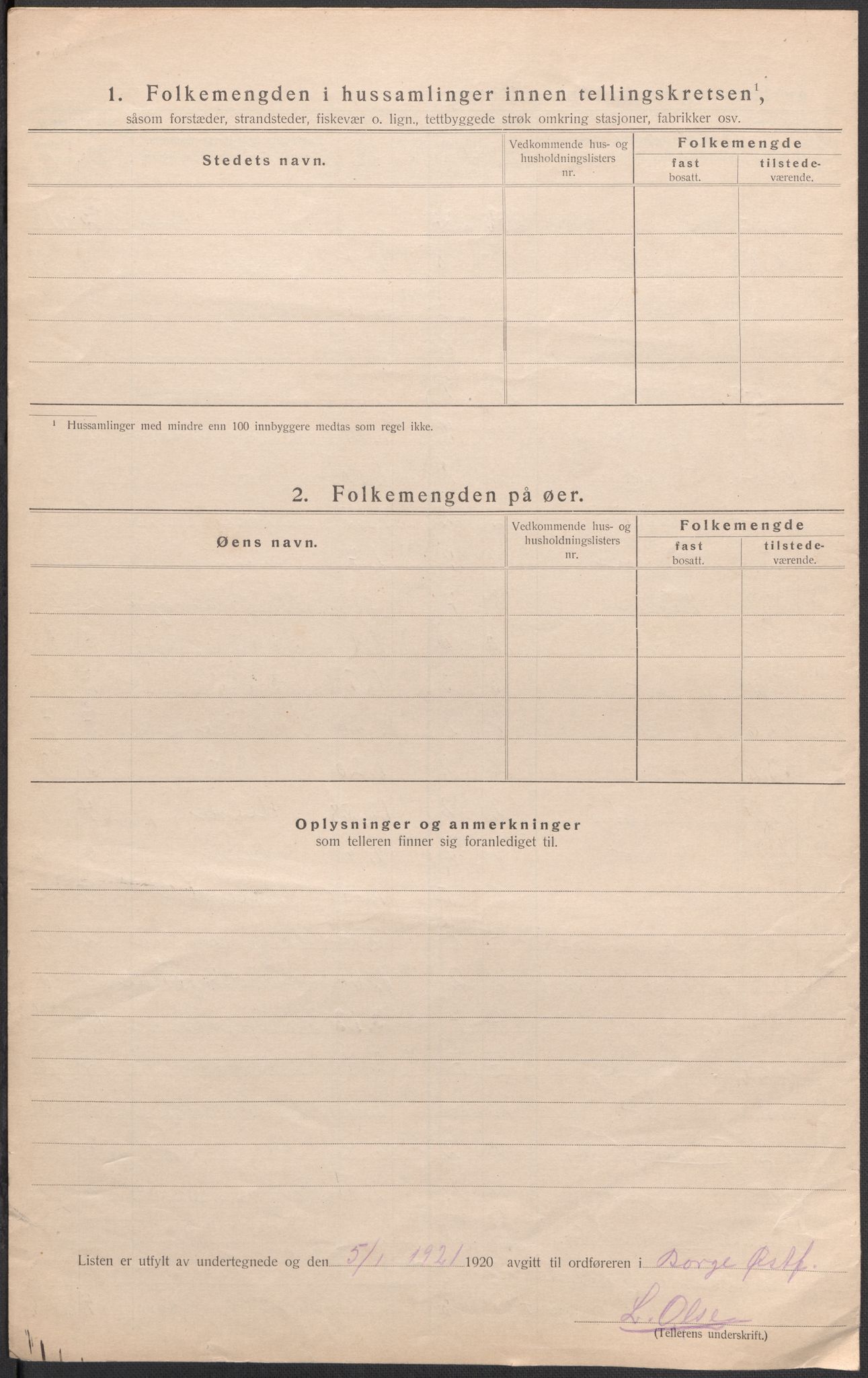 SAO, 1920 census for Borge, 1920, p. 7