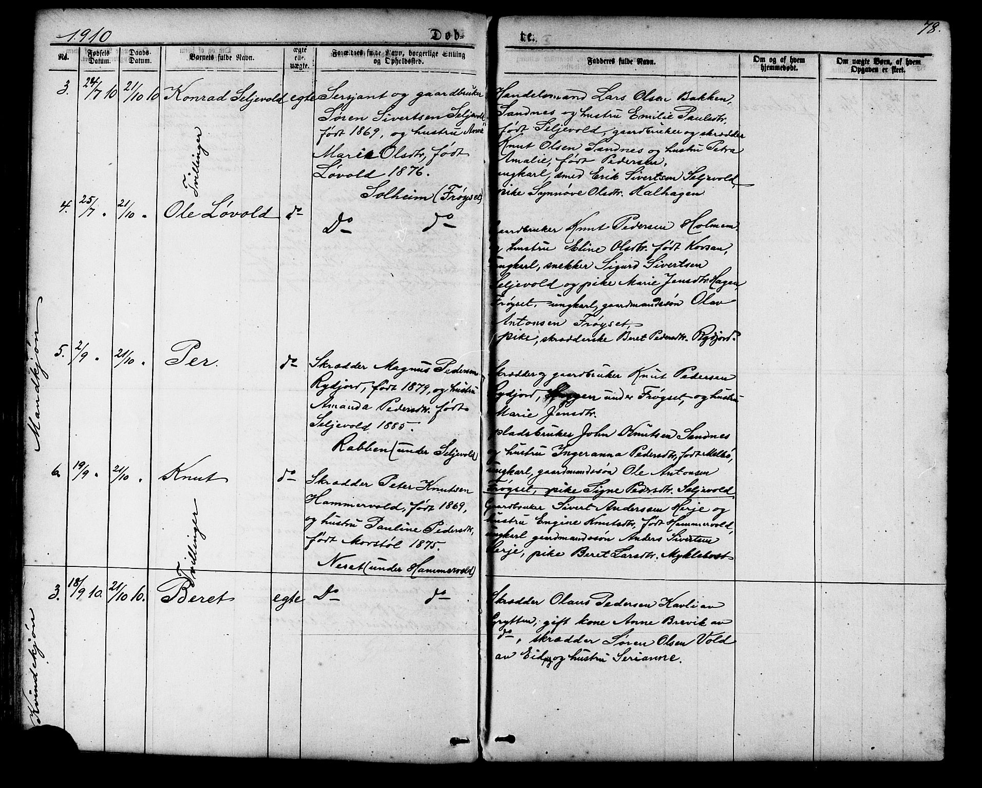 Ministerialprotokoller, klokkerbøker og fødselsregistre - Møre og Romsdal, SAT/A-1454/548/L0614: Parish register (copy) no. 548C02, 1867-1917, p. 78