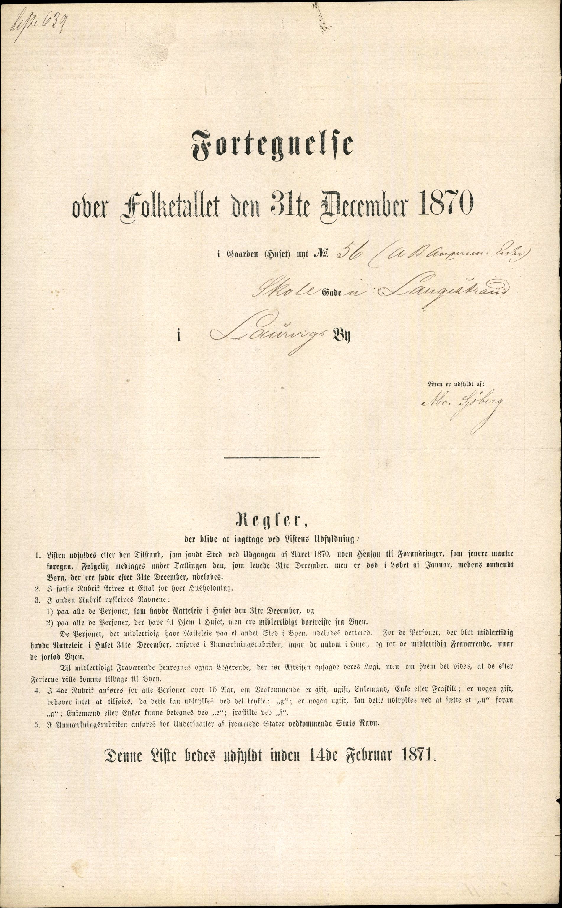 RA, 1870 census for 0707 Larvik, 1870, p. 1299