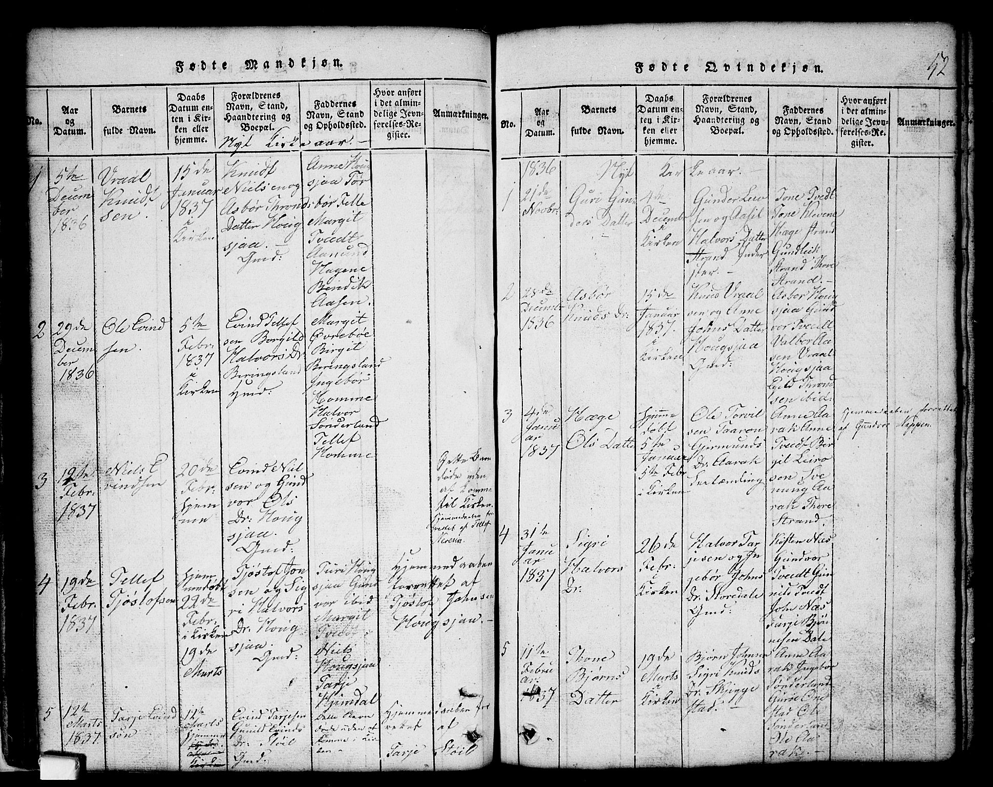 Nissedal kirkebøker, SAKO/A-288/G/Gb/L0001: Parish register (copy) no. II 1, 1814-1862, p. 52