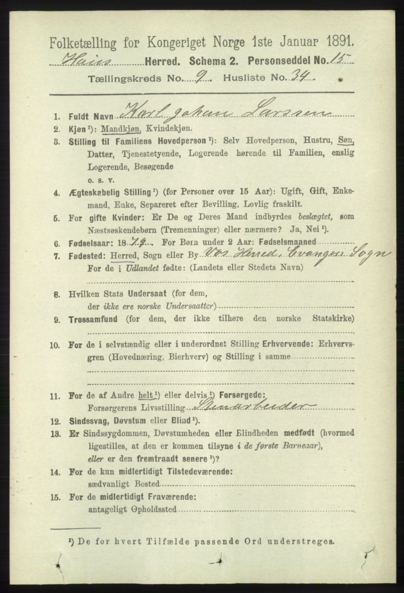 RA, 1891 census for 1250 Haus, 1891, p. 4068