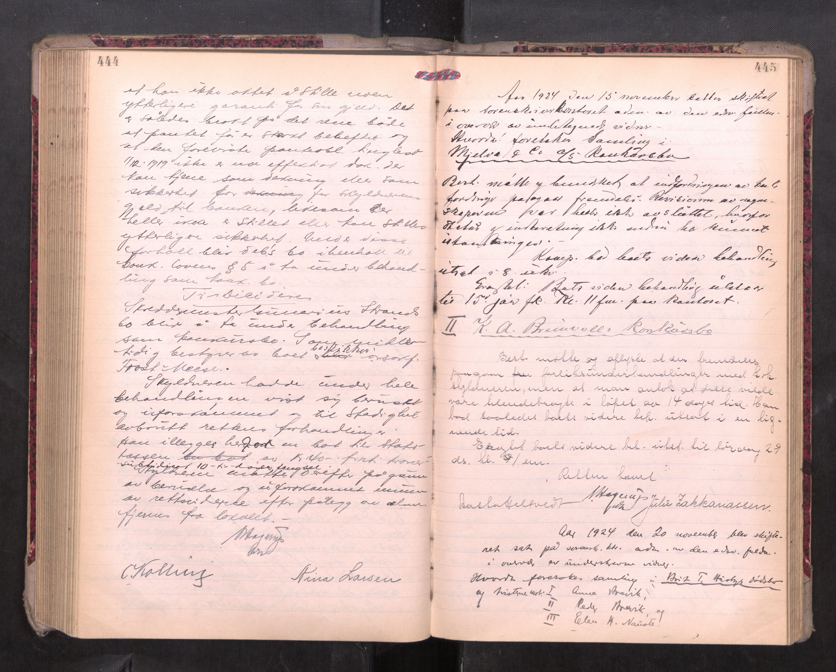 Romsdal sorenskriveri, AV/SAT-A-4149/1/3/3B/L0010: Skiftebehandlingsprotokoll, 1923-1925, p. 444-445