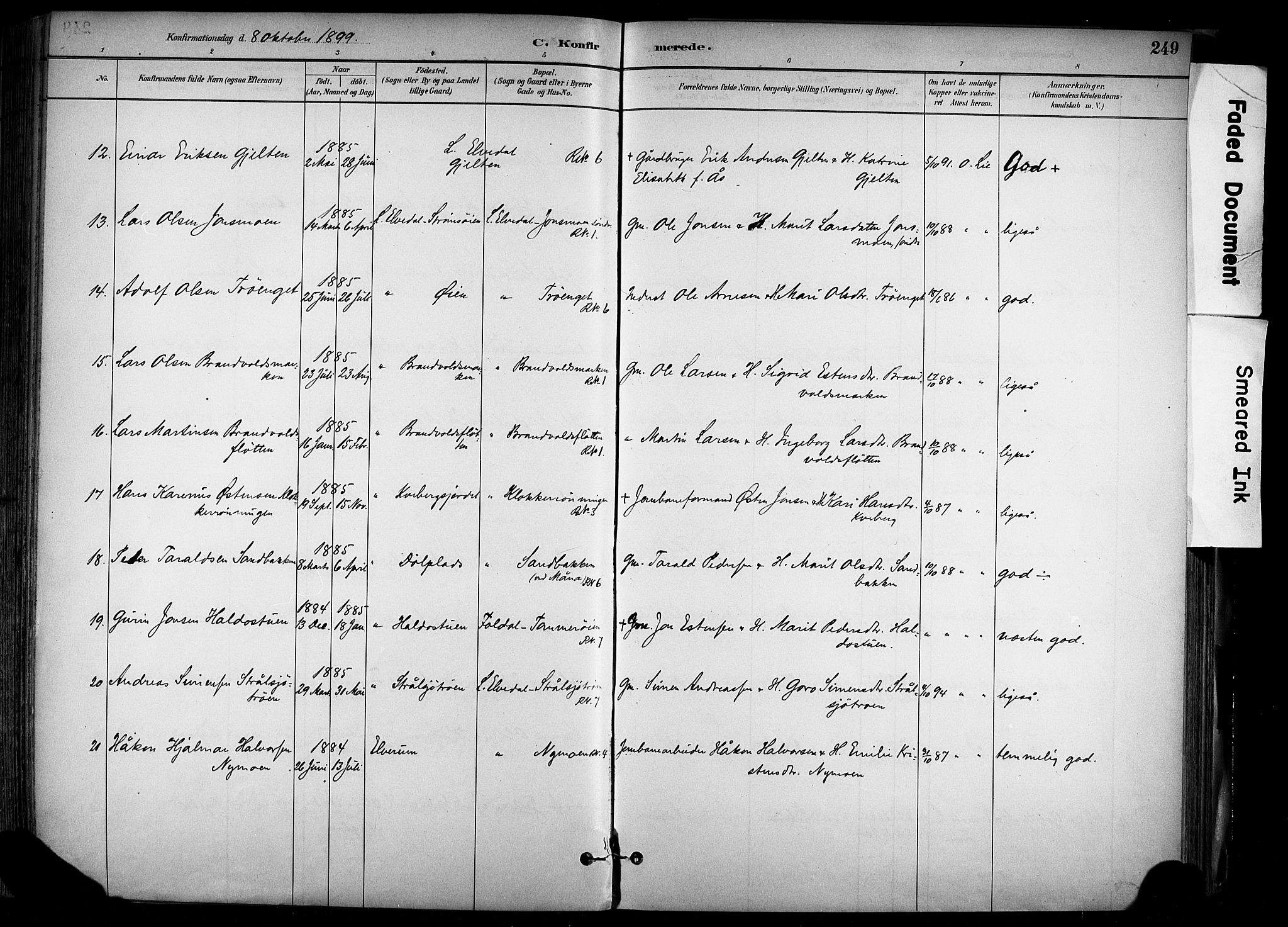 Alvdal prestekontor, AV/SAH-PREST-060/H/Ha/Haa/L0002: Parish register (official) no. 2, 1883-1906, p. 249