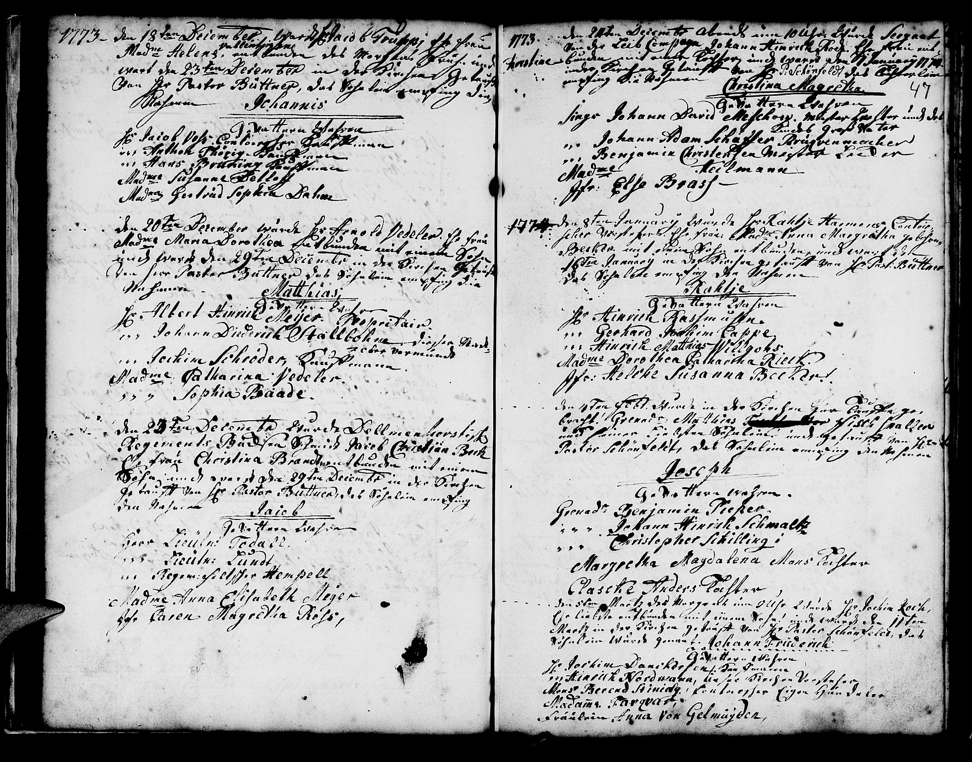 Mariakirken Sokneprestembete, AV/SAB-A-76901/H/Haa/L0001: Parish register (official) no. A 1, 1740-1784, p. 47