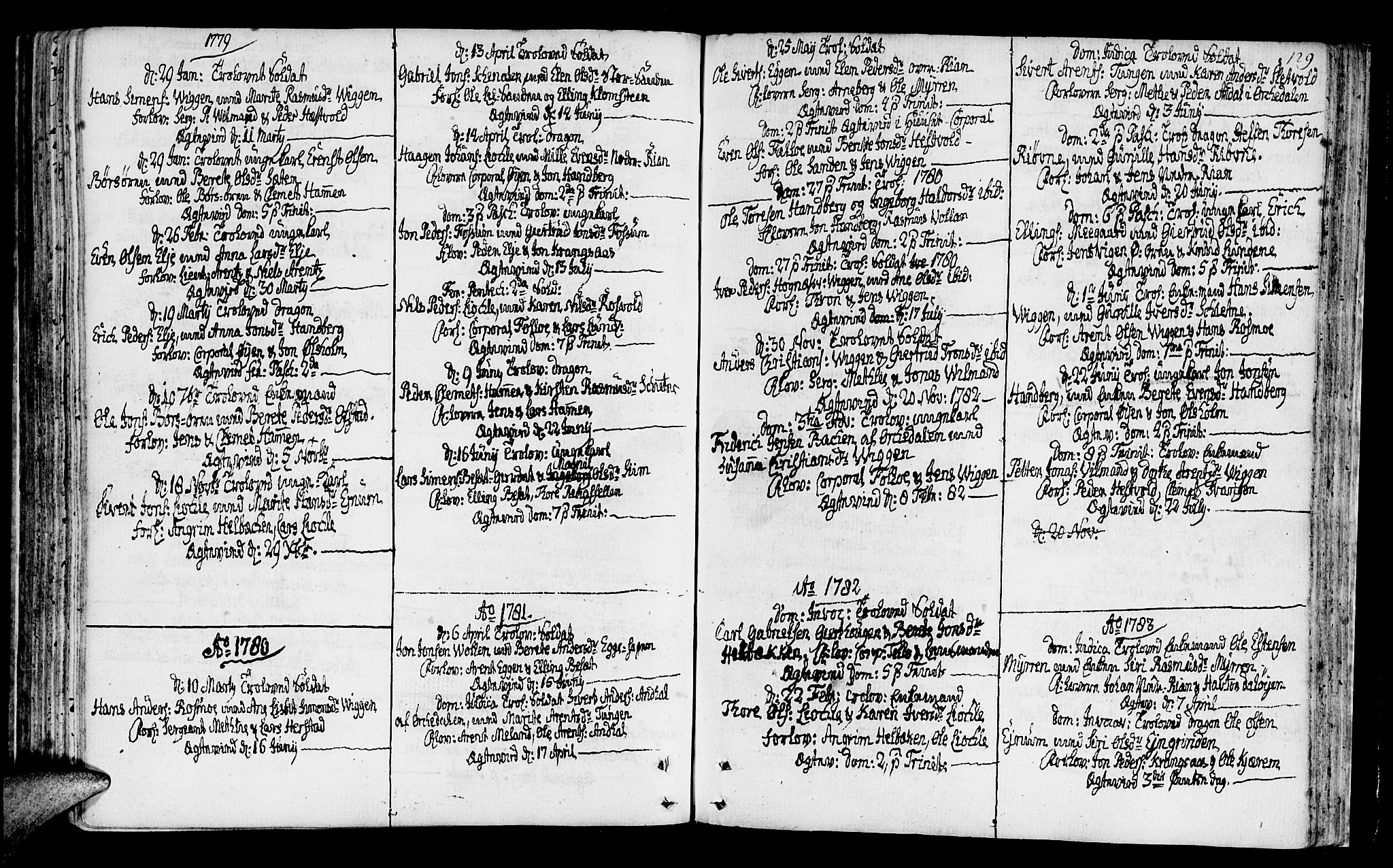 Ministerialprotokoller, klokkerbøker og fødselsregistre - Sør-Trøndelag, SAT/A-1456/665/L0768: Parish register (official) no. 665A03, 1754-1803, p. 129