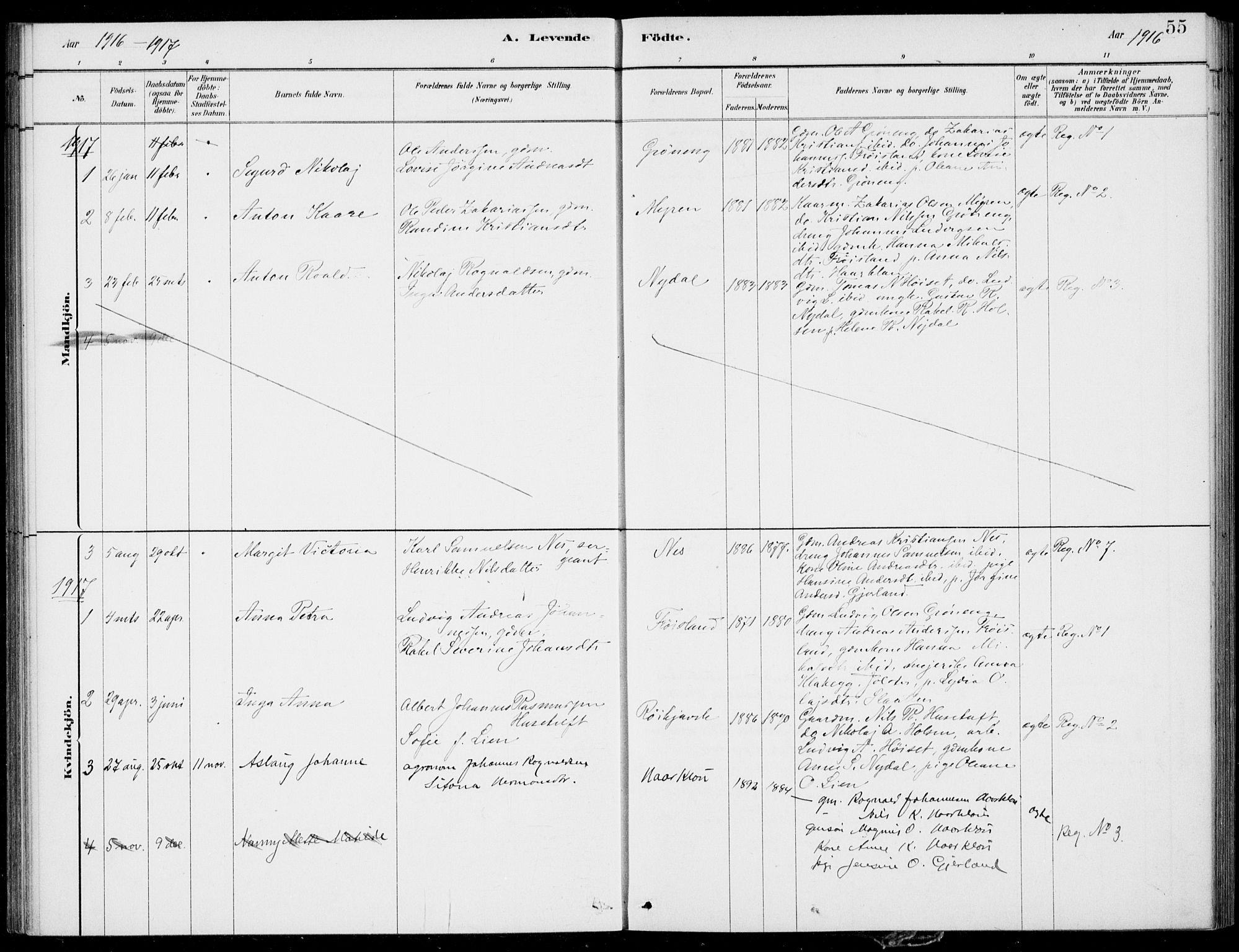 Førde sokneprestembete, SAB/A-79901/H/Haa/Haac/L0001: Parish register (official) no. C  1, 1881-1920, p. 55