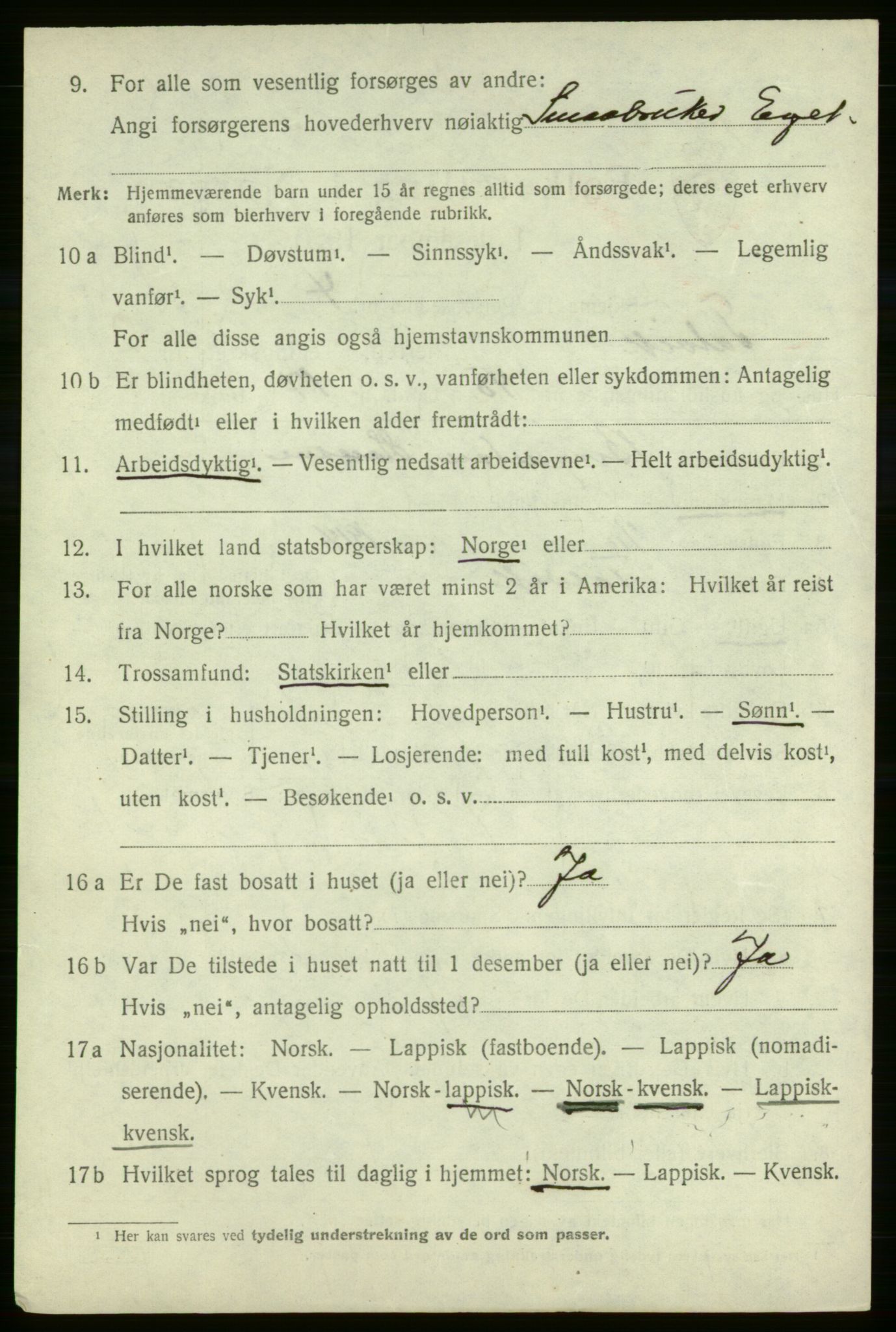 SATØ, 1920 census for Talvik, 1920, p. 2179