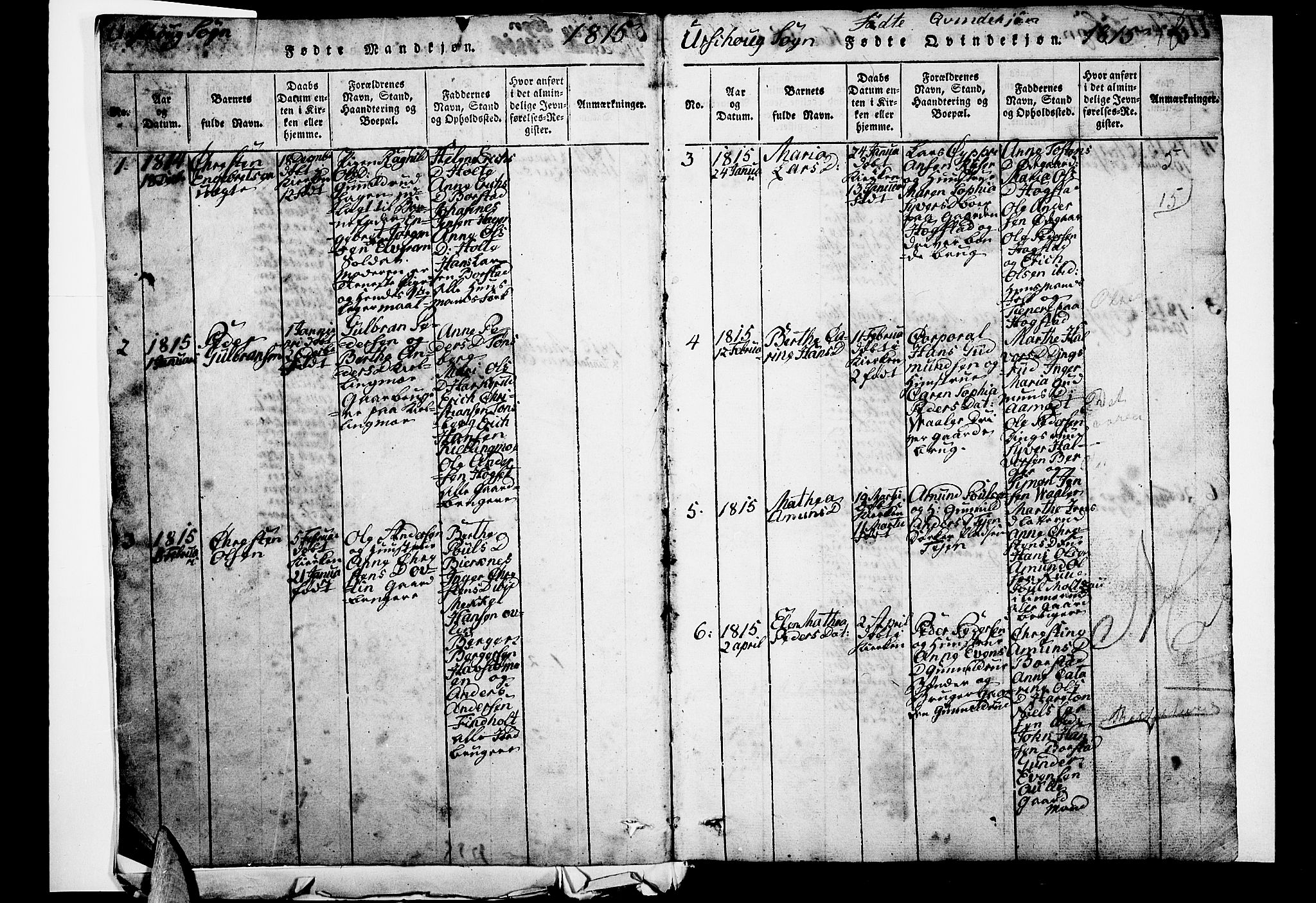 Aurskog prestekontor Kirkebøker, SAO/A-10304a/G/Ga/L0001: Parish register (copy) no. I 1, 1814-1829, p. 2