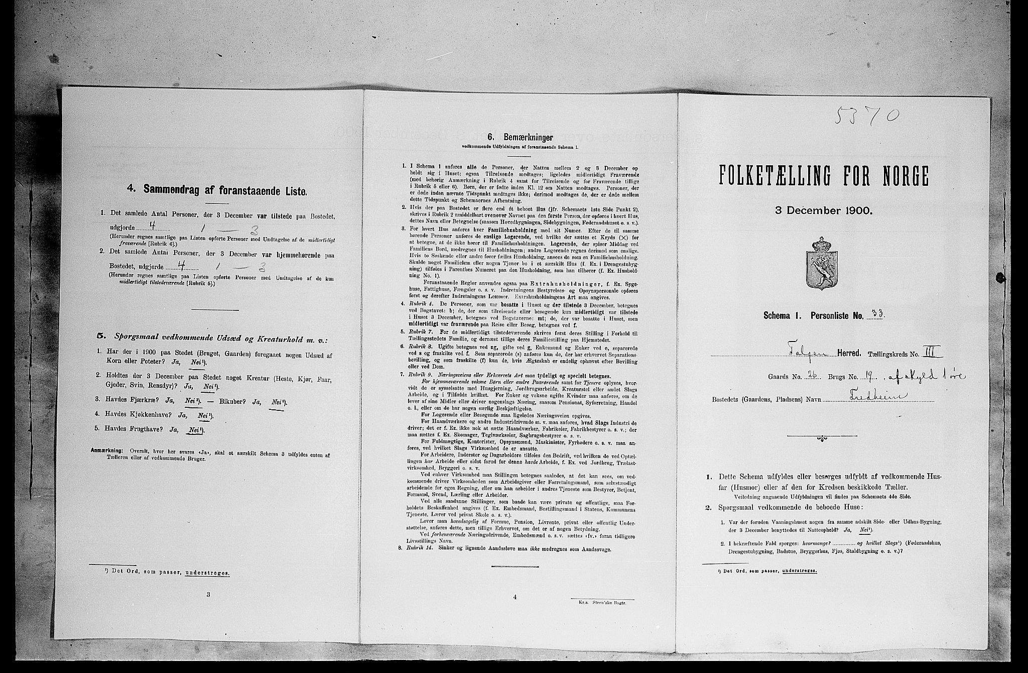 SAH, 1900 census for Tolga, 1900, p. 360