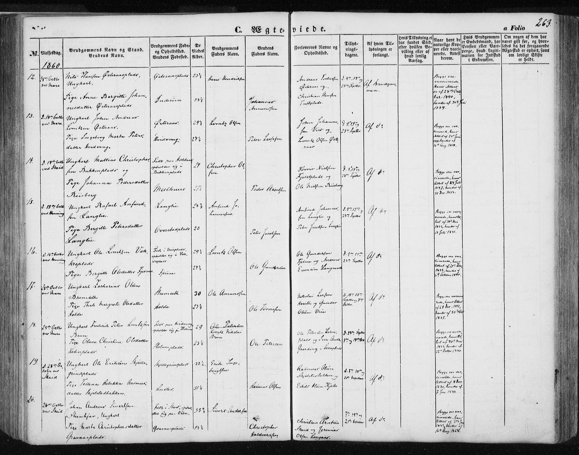 Ministerialprotokoller, klokkerbøker og fødselsregistre - Nord-Trøndelag, AV/SAT-A-1458/735/L0342: Parish register (official) no. 735A07 /1, 1849-1862, p. 263