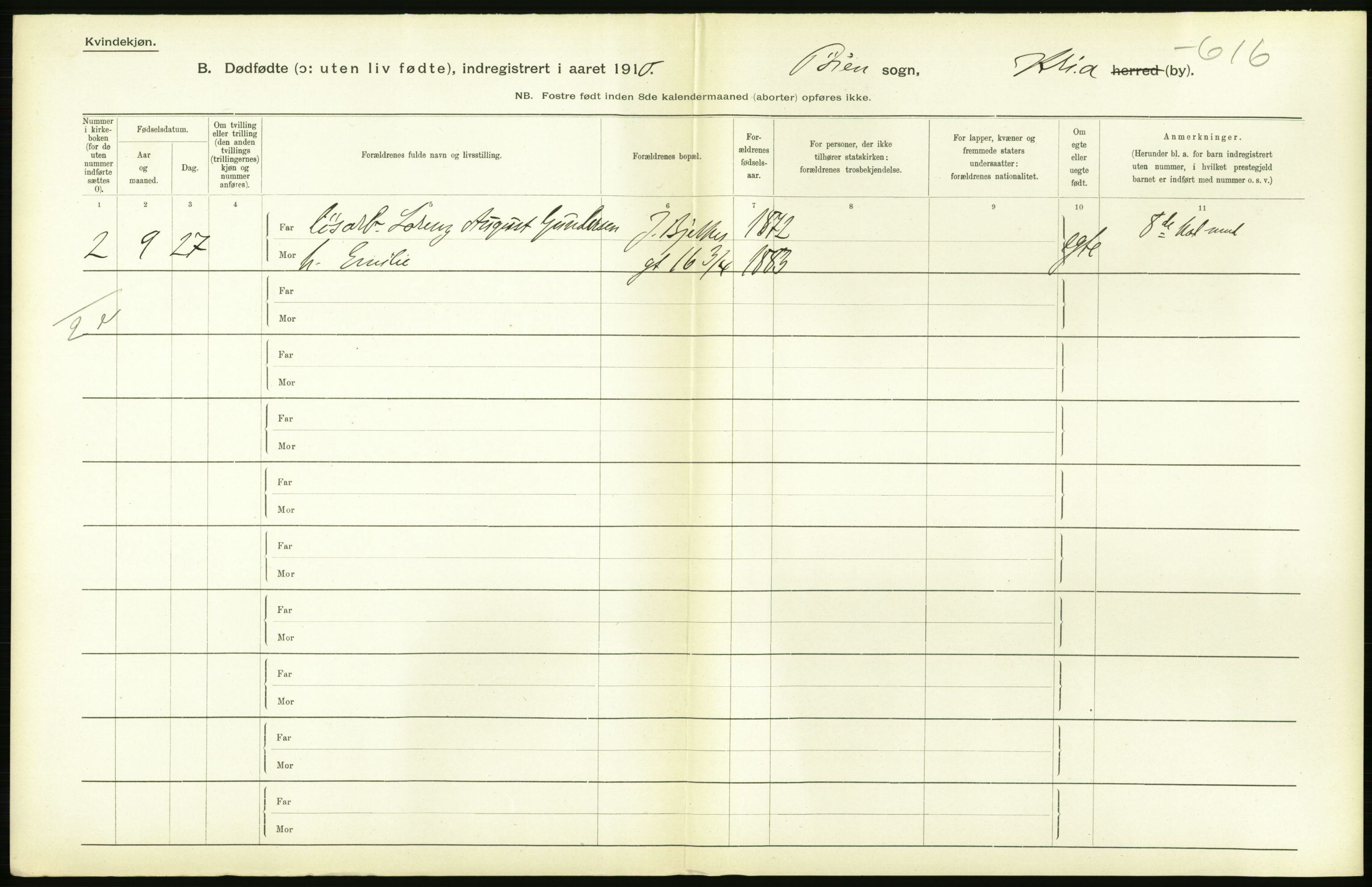 Statistisk sentralbyrå, Sosiodemografiske emner, Befolkning, AV/RA-S-2228/D/Df/Dfa/Dfah/L0009: Kristiania: Gifte og dødfødte., 1910, p. 874