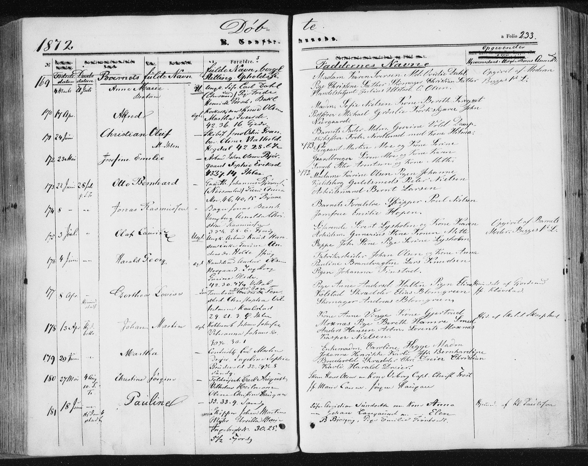 Ministerialprotokoller, klokkerbøker og fødselsregistre - Sør-Trøndelag, SAT/A-1456/602/L0115: Parish register (official) no. 602A13, 1860-1872, p. 233