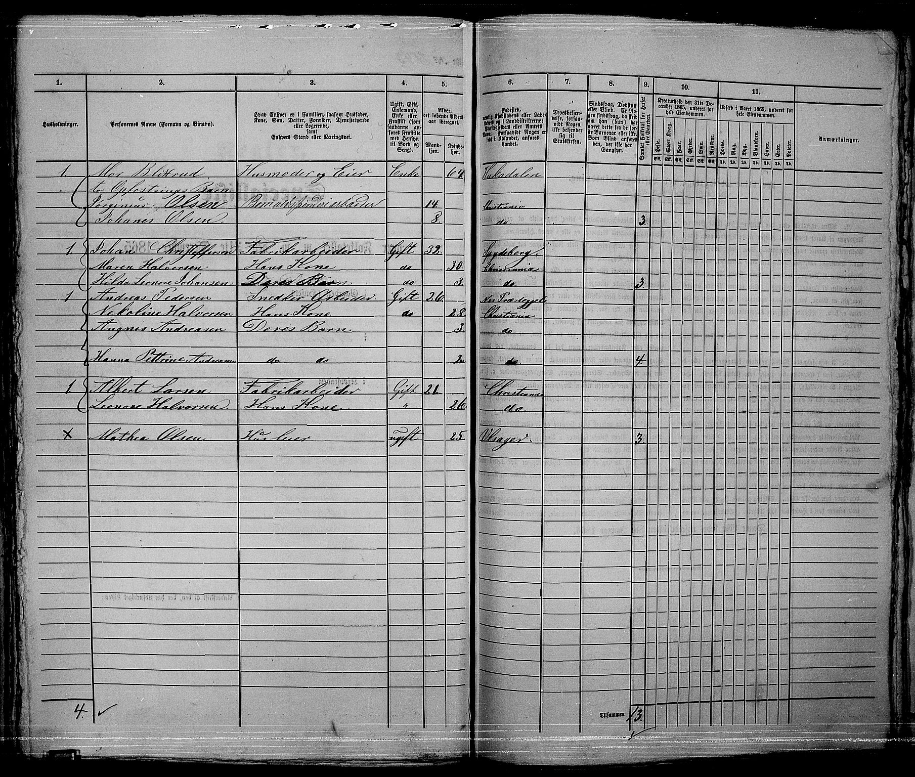 RA, 1865 census for Kristiania, 1865, p. 4783