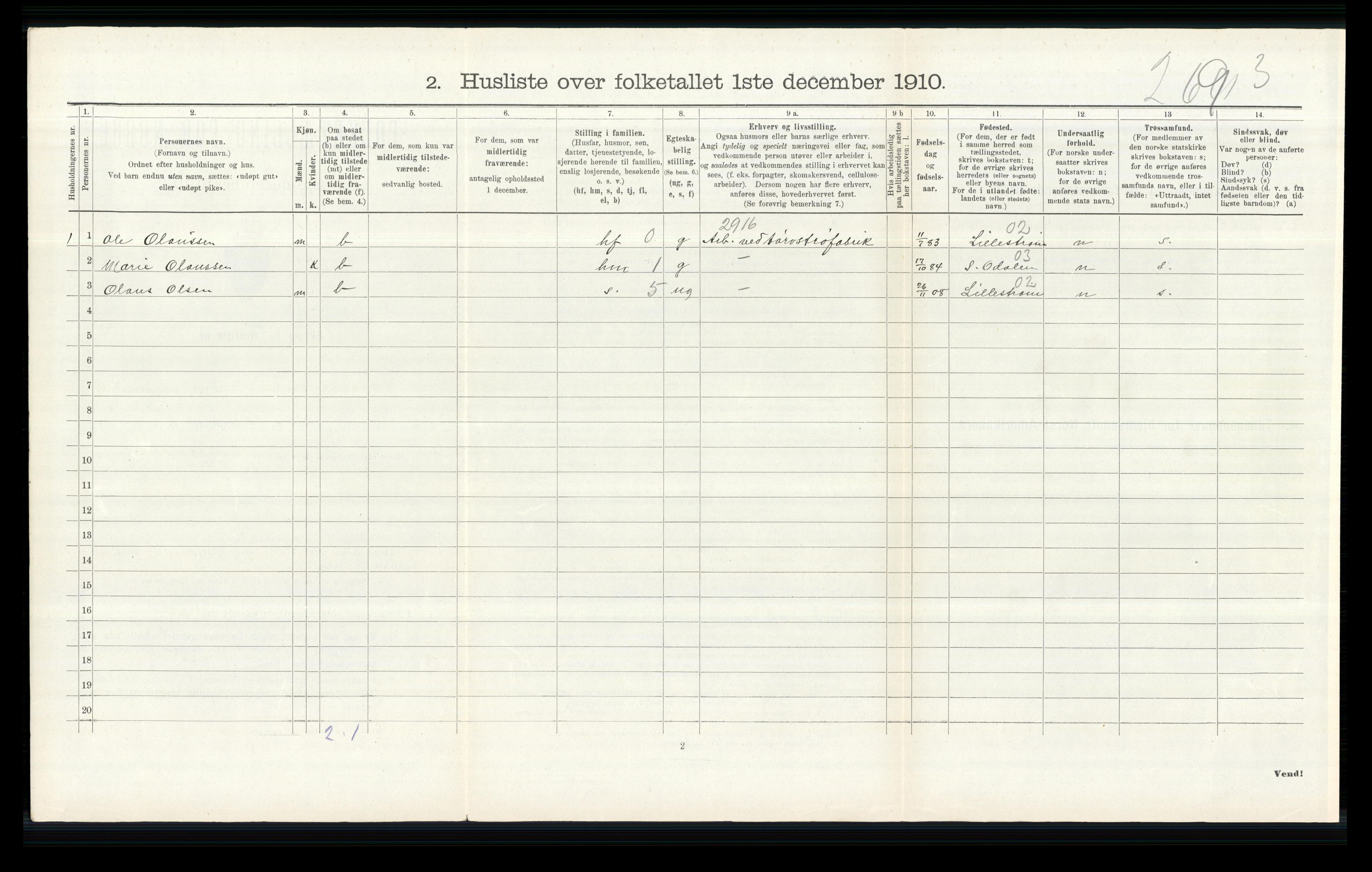 RA, 1910 census for Nittedal, 1910, p. 606