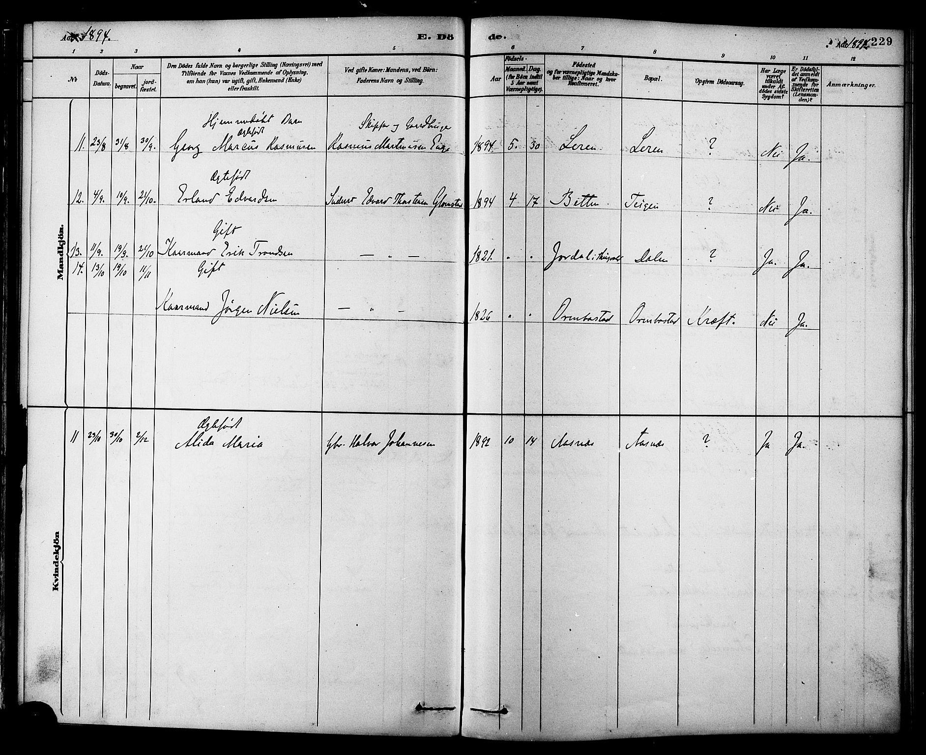 Ministerialprotokoller, klokkerbøker og fødselsregistre - Møre og Romsdal, AV/SAT-A-1454/577/L0896: Parish register (official) no. 577A03, 1880-1898, p. 229