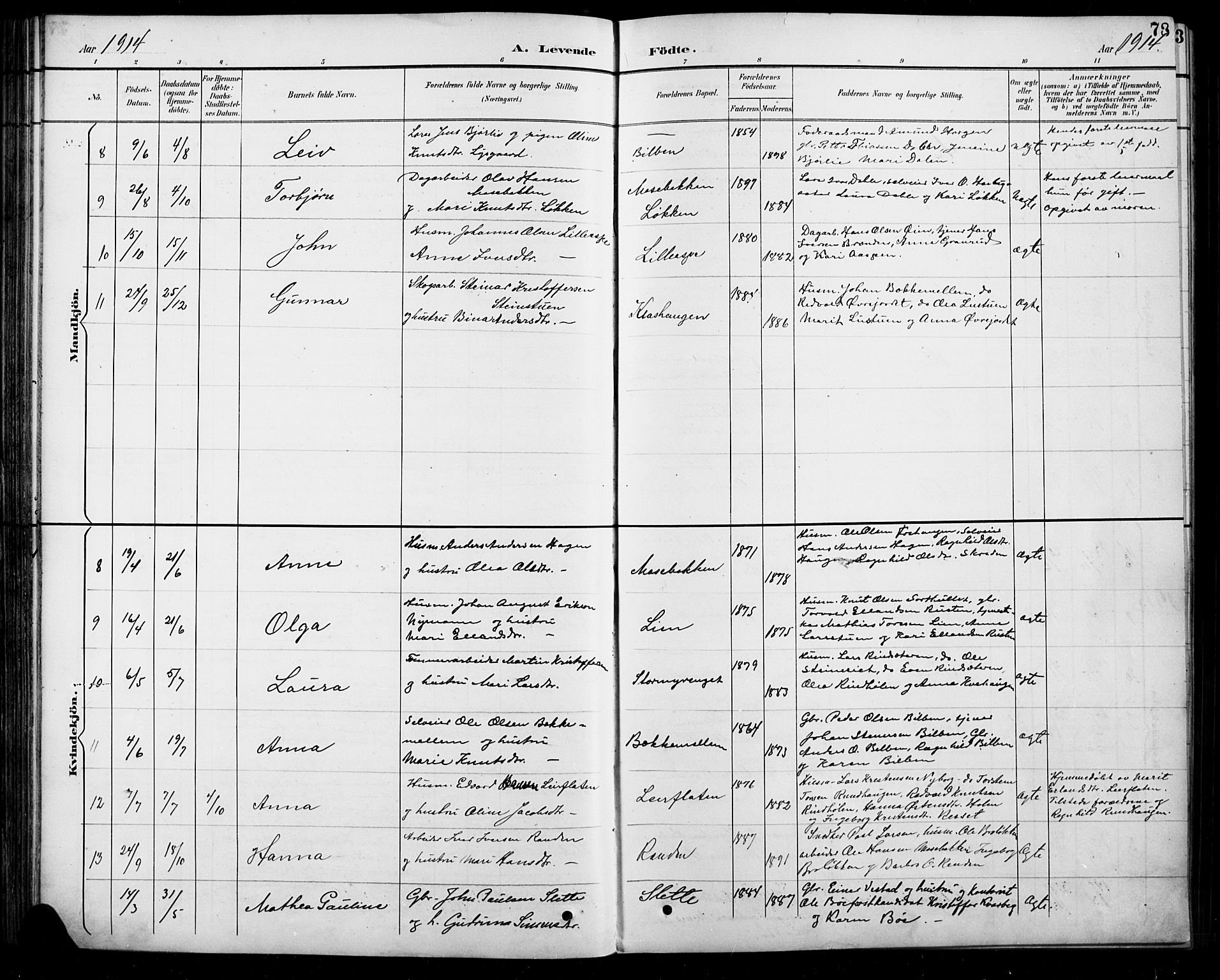 Sel prestekontor, SAH/PREST-074/H/Ha/Hab/L0005: Parish register (copy) no. 5, 1894-1923, p. 78