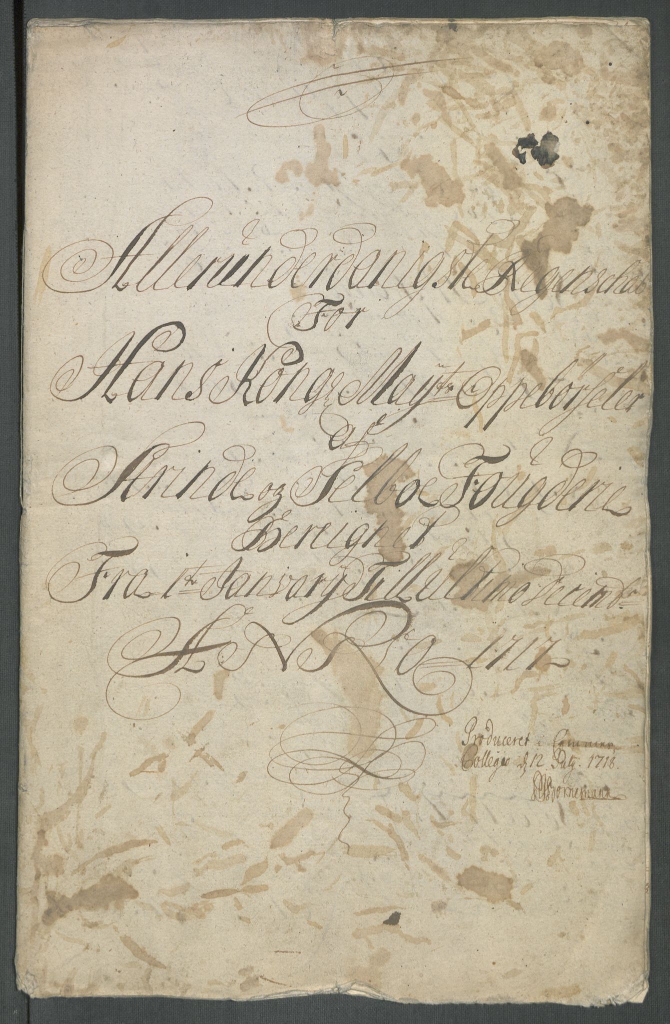 Rentekammeret inntil 1814, Reviderte regnskaper, Fogderegnskap, AV/RA-EA-4092/R61/L4116: Fogderegnskap Strinda og Selbu, 1717-1718, p. 5