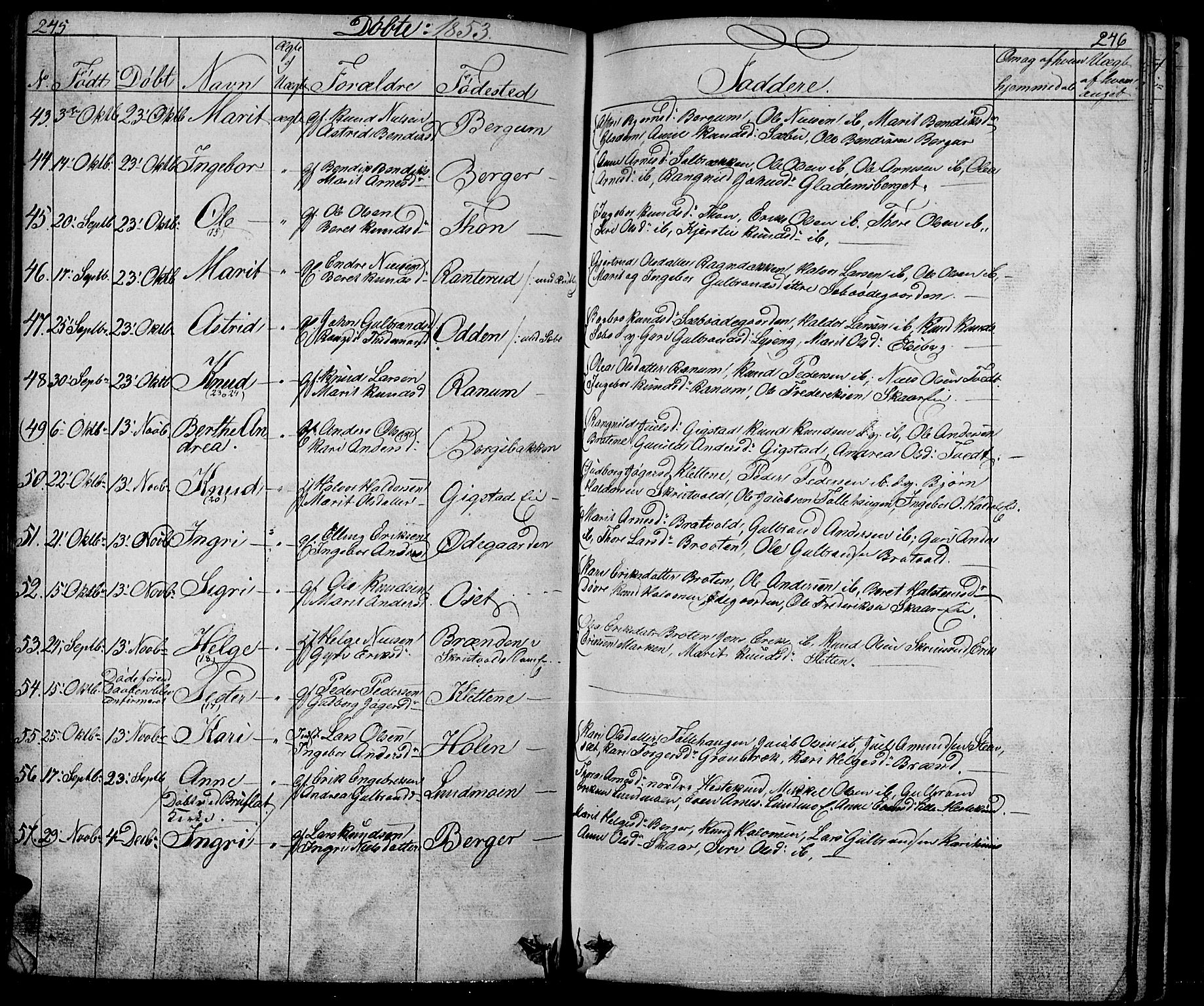 Nord-Aurdal prestekontor, SAH/PREST-132/H/Ha/Hab/L0001: Parish register (copy) no. 1, 1834-1887, p. 245-246