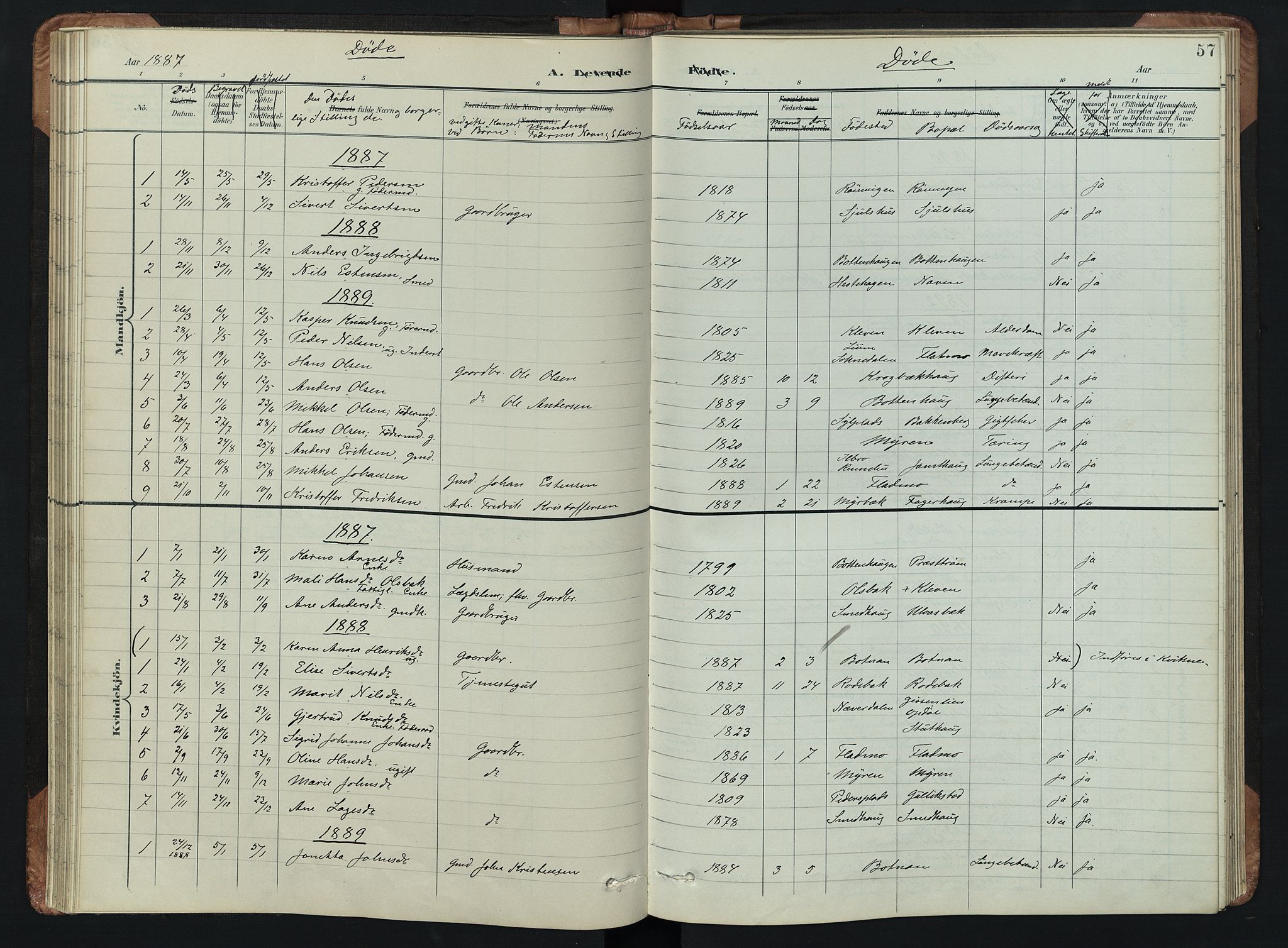 Kvikne prestekontor, SAH/PREST-064/H/Ha/Hab/L0002: Parish register (copy) no. 2, 1859-1901, p. 57