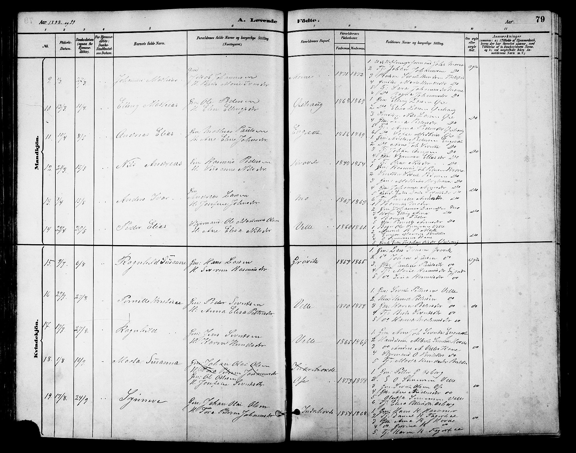 Ministerialprotokoller, klokkerbøker og fødselsregistre - Møre og Romsdal, AV/SAT-A-1454/513/L0189: Parish register (copy) no. 513C03, 1883-1904, p. 79