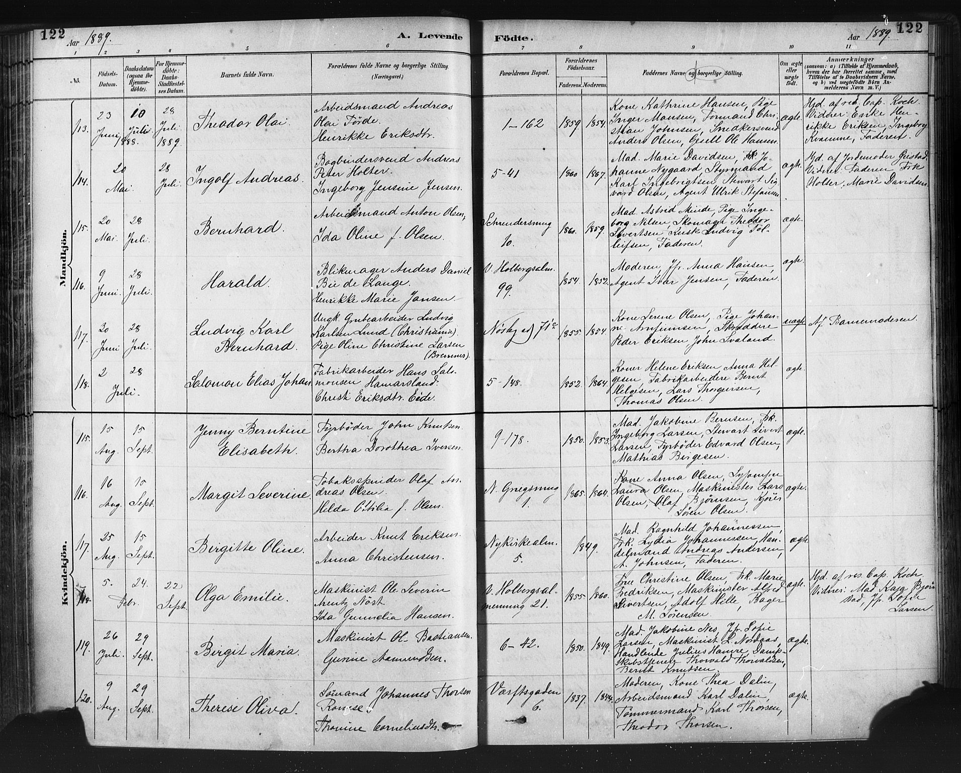 Nykirken Sokneprestembete, AV/SAB-A-77101/H/Haa: Parish register (official) no. B 5, 1885-1894, p. 122
