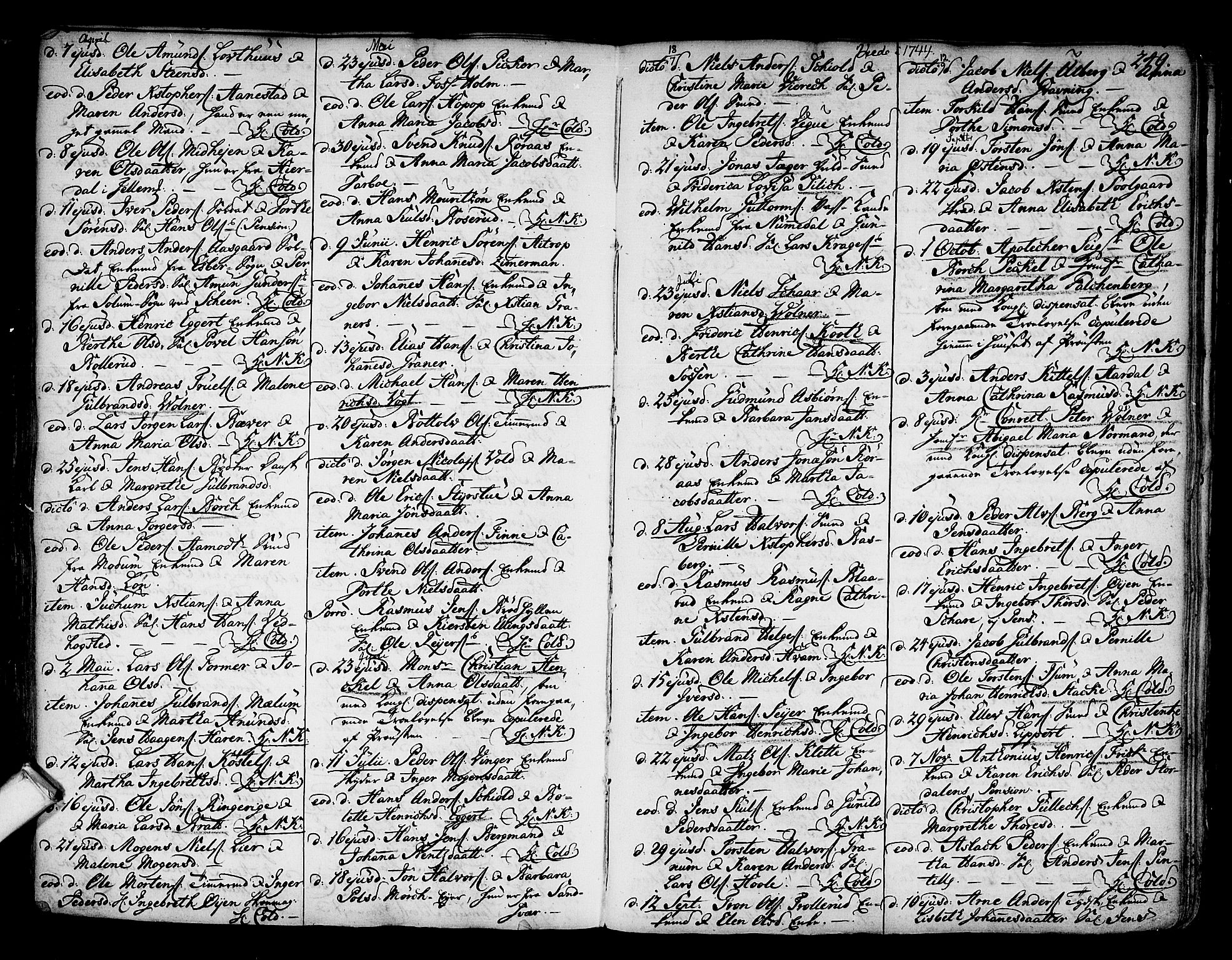 Kongsberg kirkebøker, AV/SAKO-A-22/F/Fa/L0003: Parish register (official) no. I 3, 1744-1755, p. 249