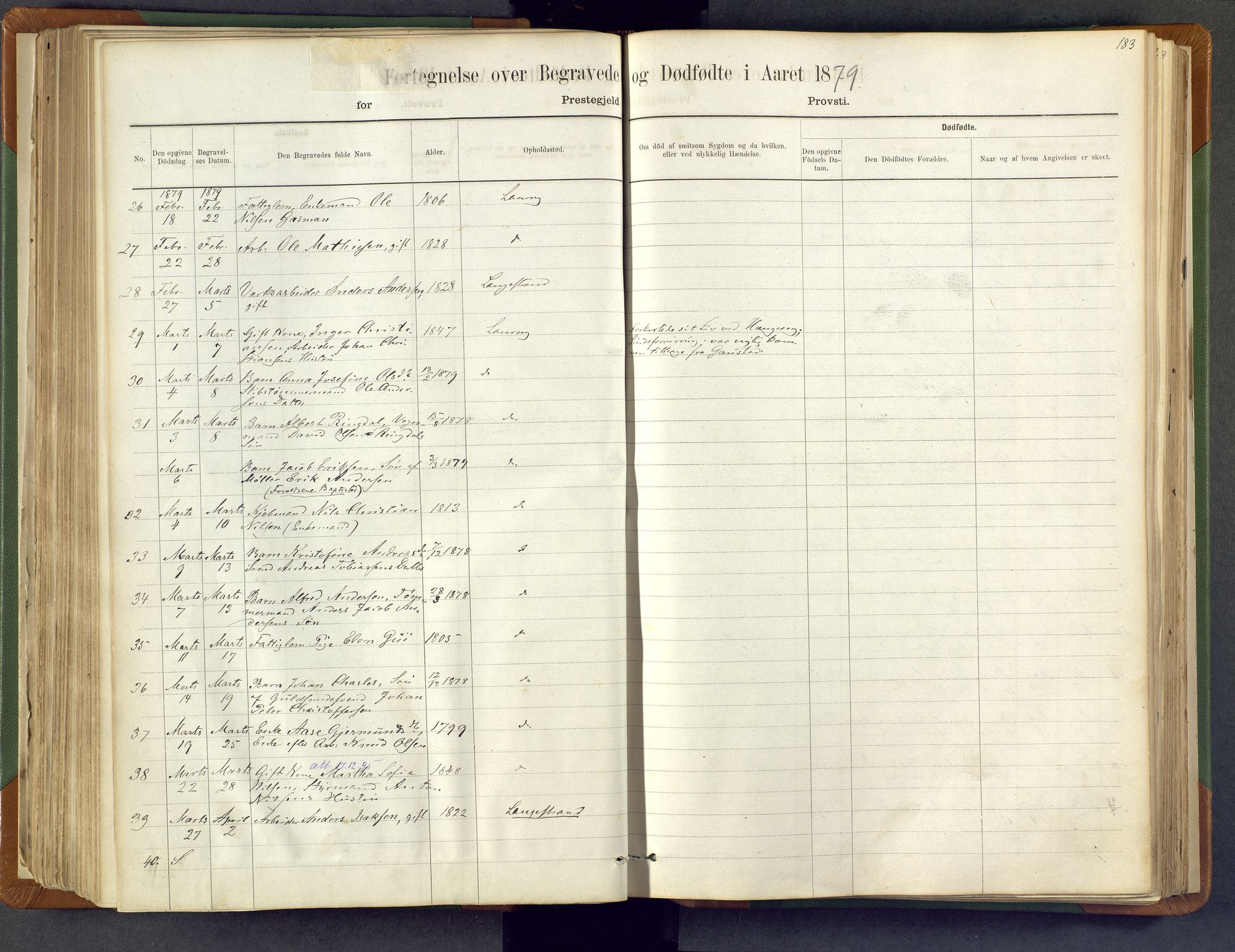 Larvik kirkebøker, AV/SAKO-A-352/F/Fa/L0007: Parish register (official) no. I 7, 1871-1883, p. 183